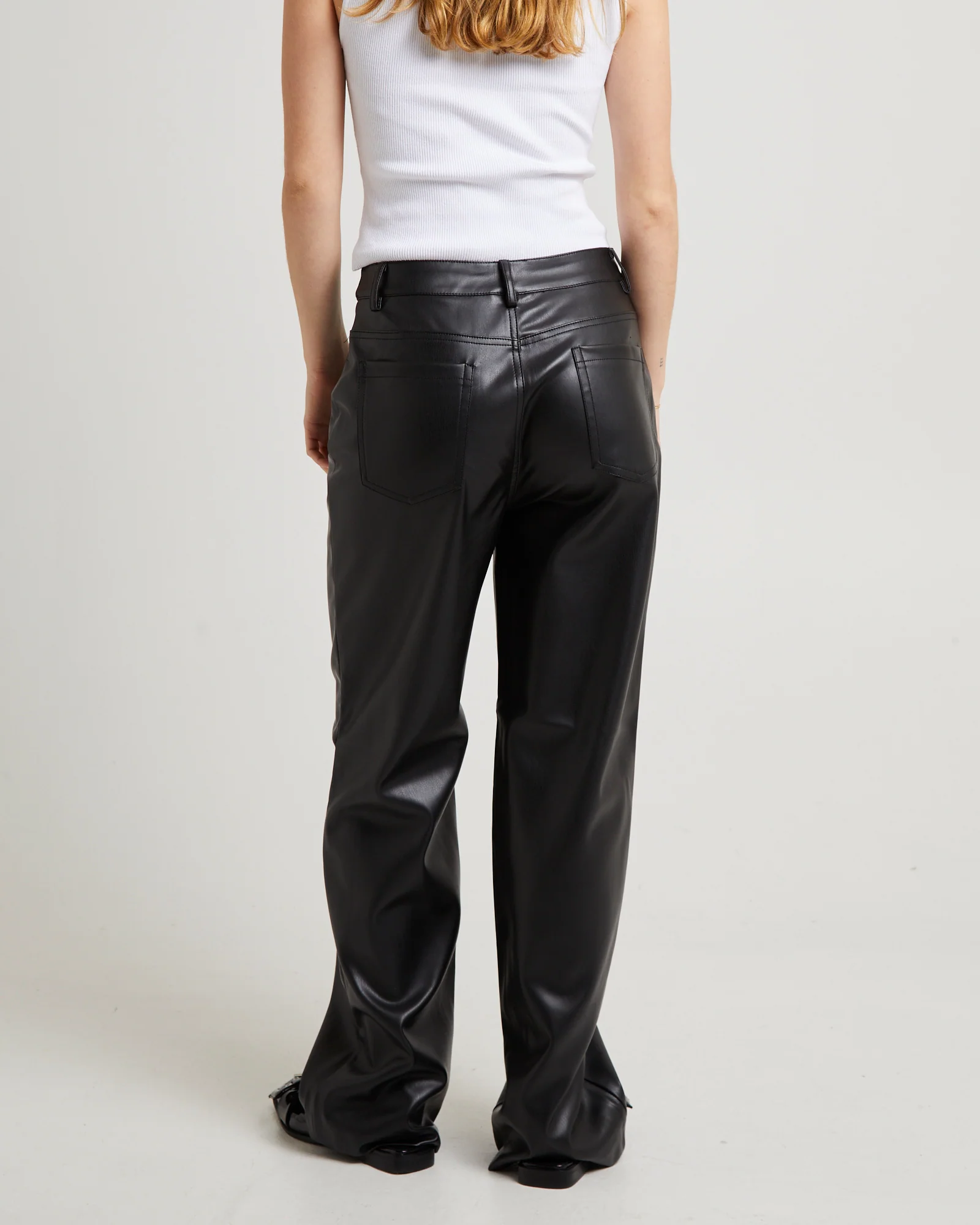 Jadey Relaxed PU Pants Black - Image 2