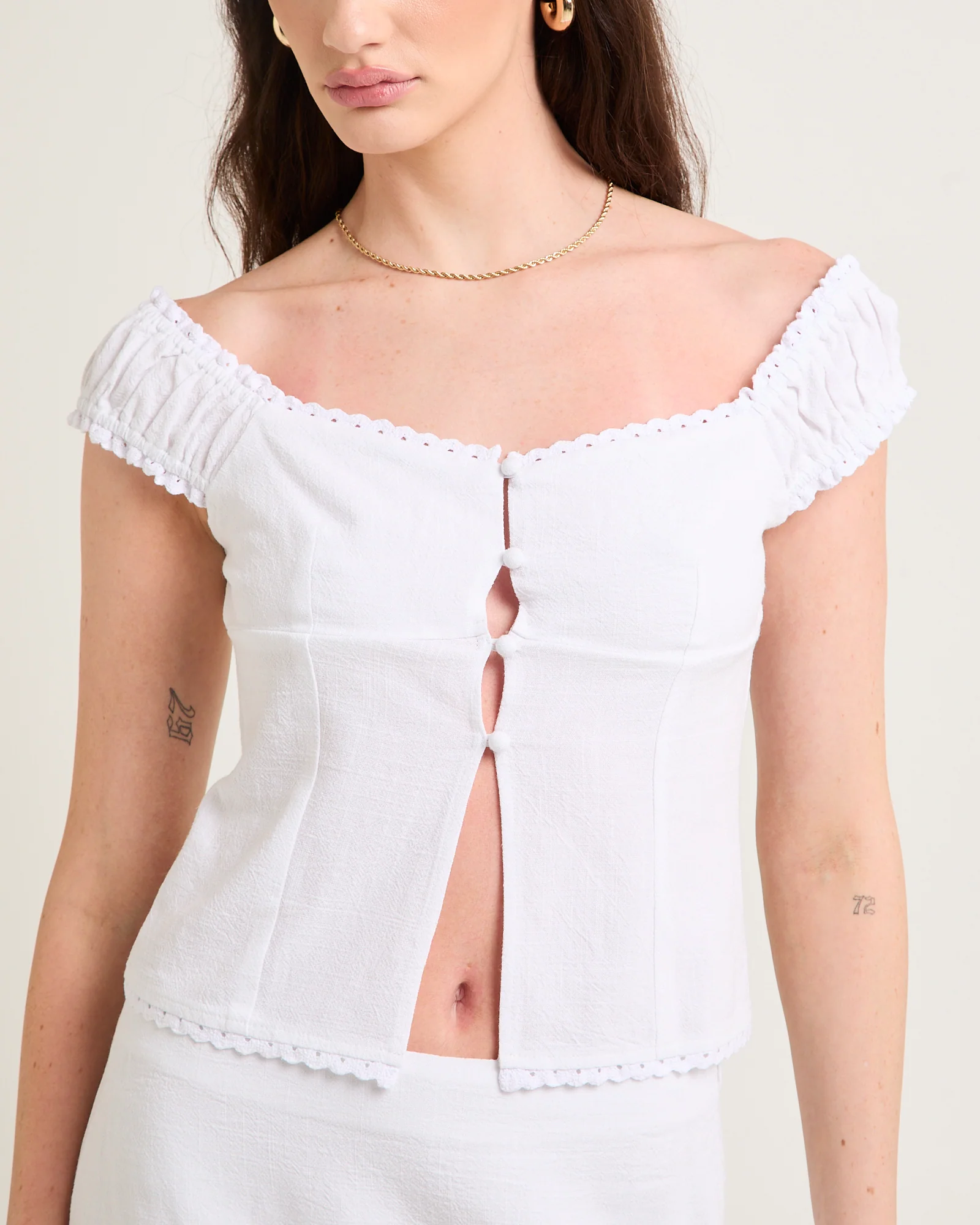Janita Off Shoulder Lace Trim Top - Image 5