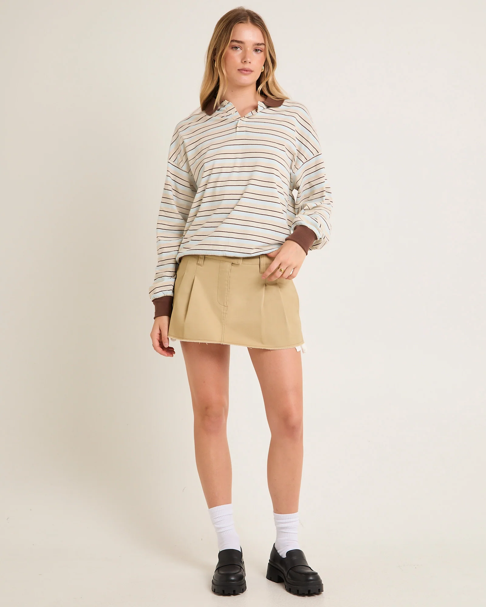 Jase Stripe Long Sleeve Polo Shirt - Image 3