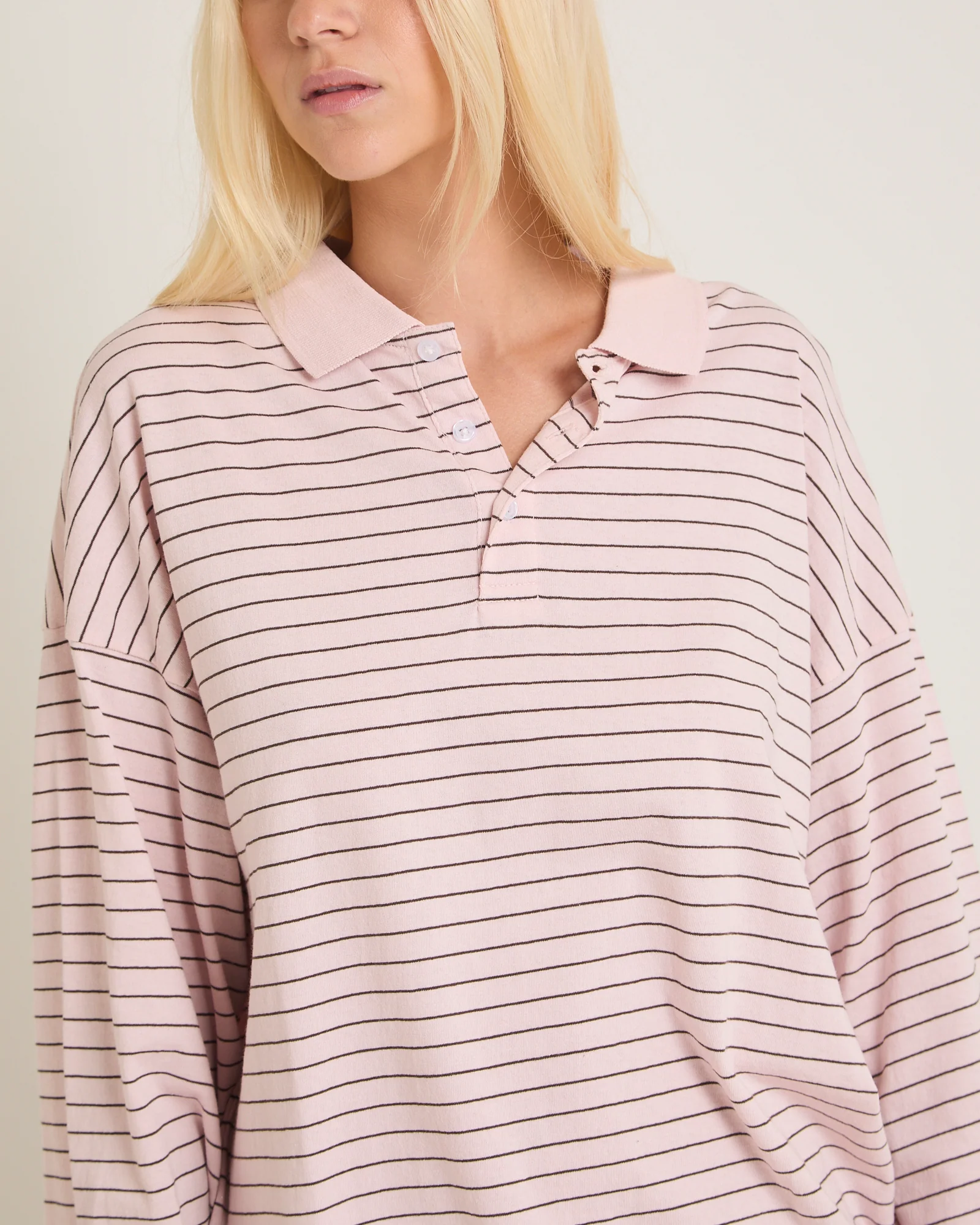Jase Stripe Long Sleeve Polo Shirt - Image 5