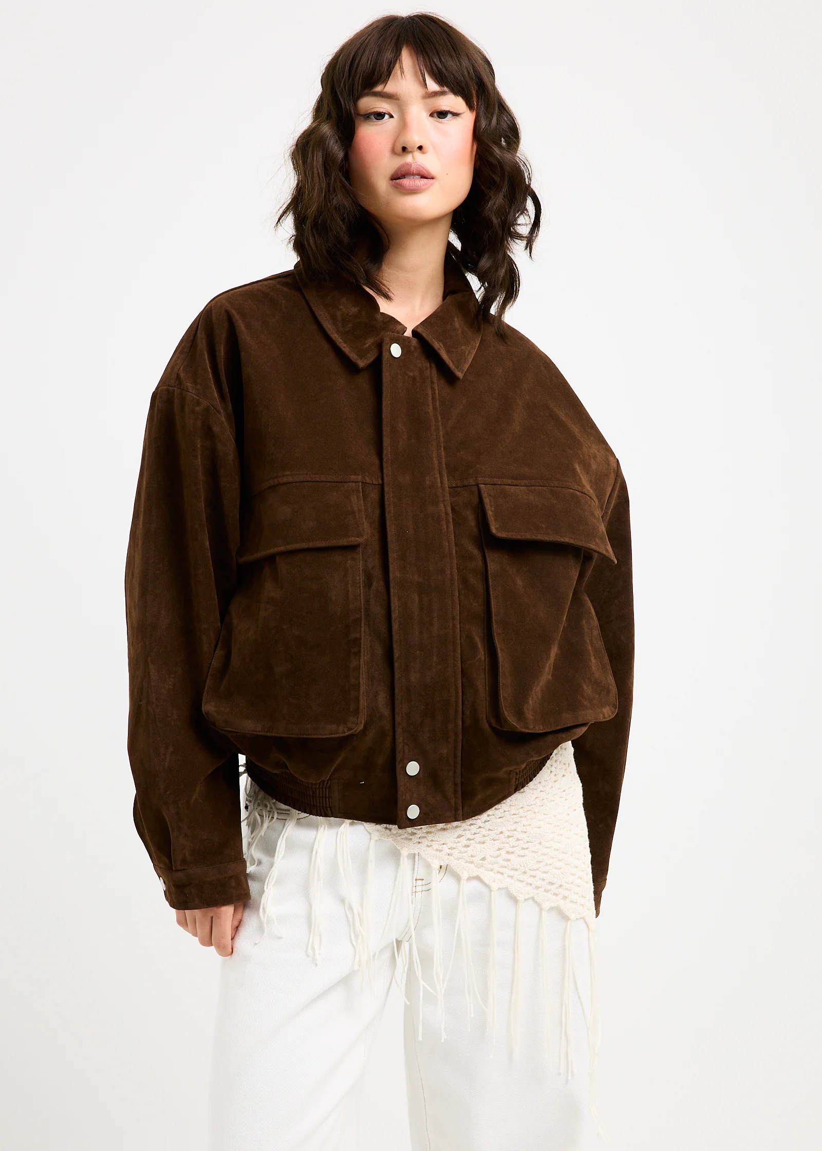 Jen Suede Oversized Patch Pocket Jacket - Image 2
