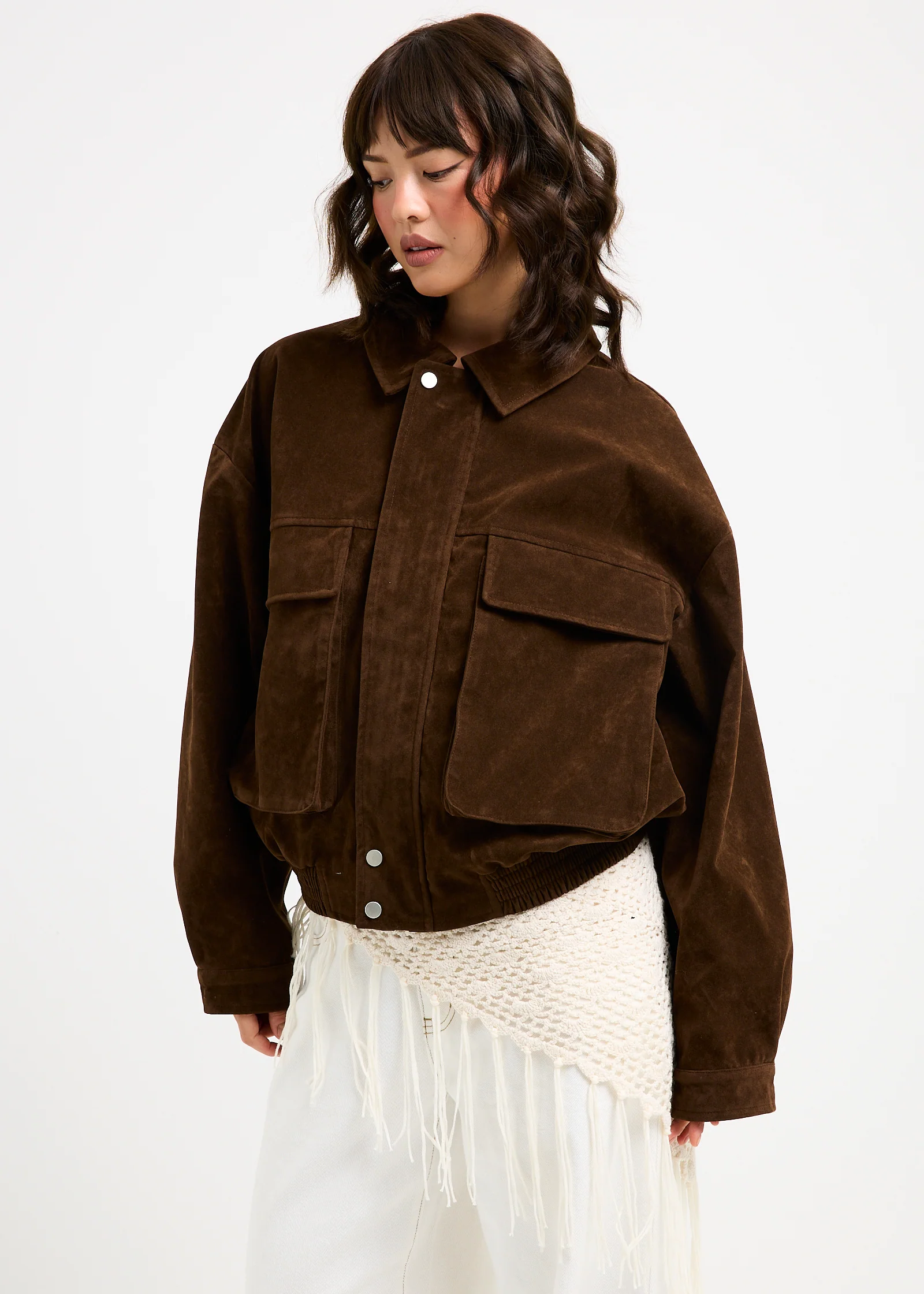 Jen Suede Oversized Patch Pocket Jacket - Image 4