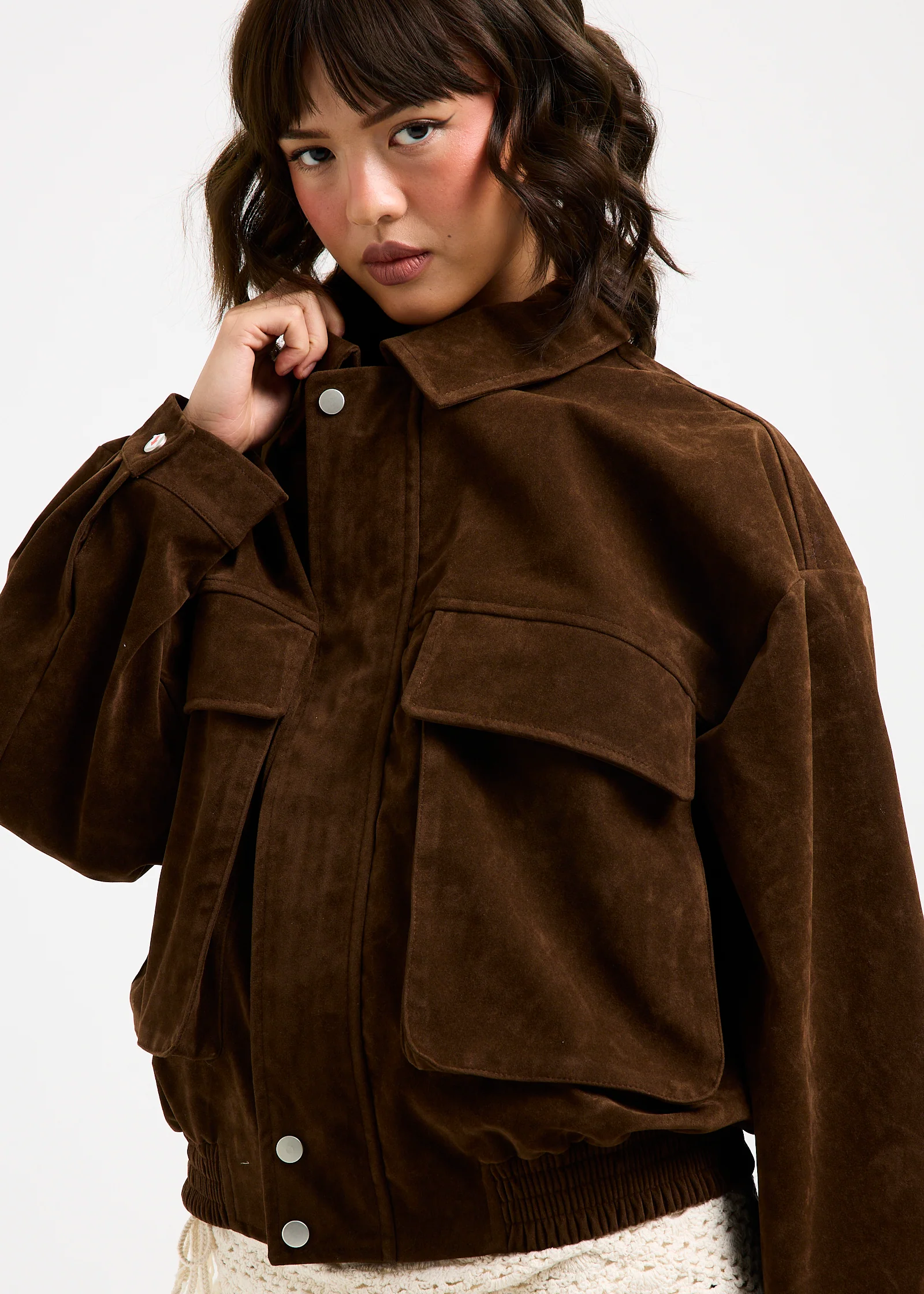 Jen Suede Oversized Patch Pocket Jacket - Image 5
