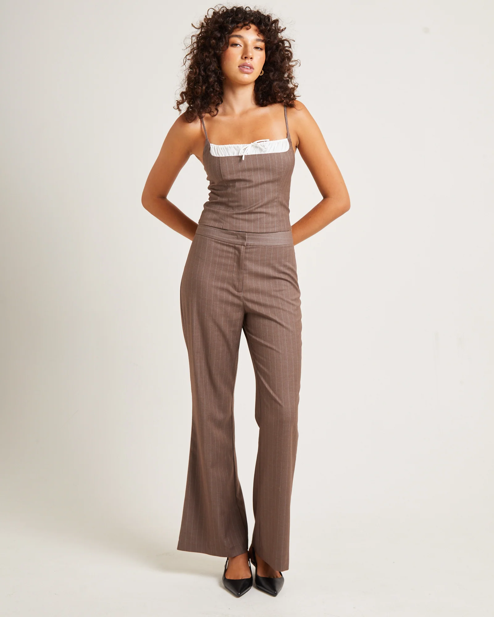 Jenna Pinstripe Ruched Top - Image 3