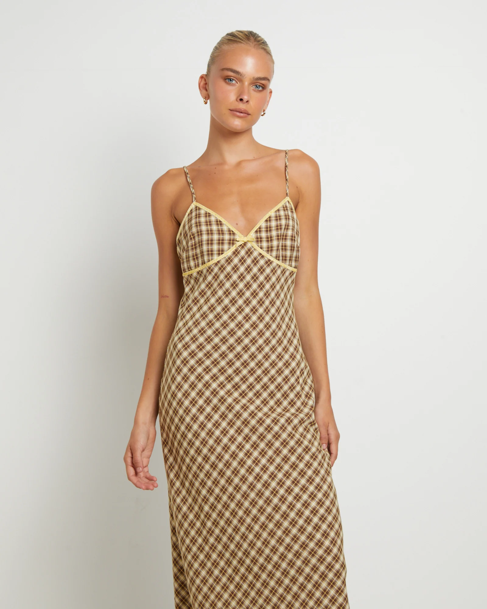 Jenny Plaid Bias Midi Dress in Assorted - Image 5