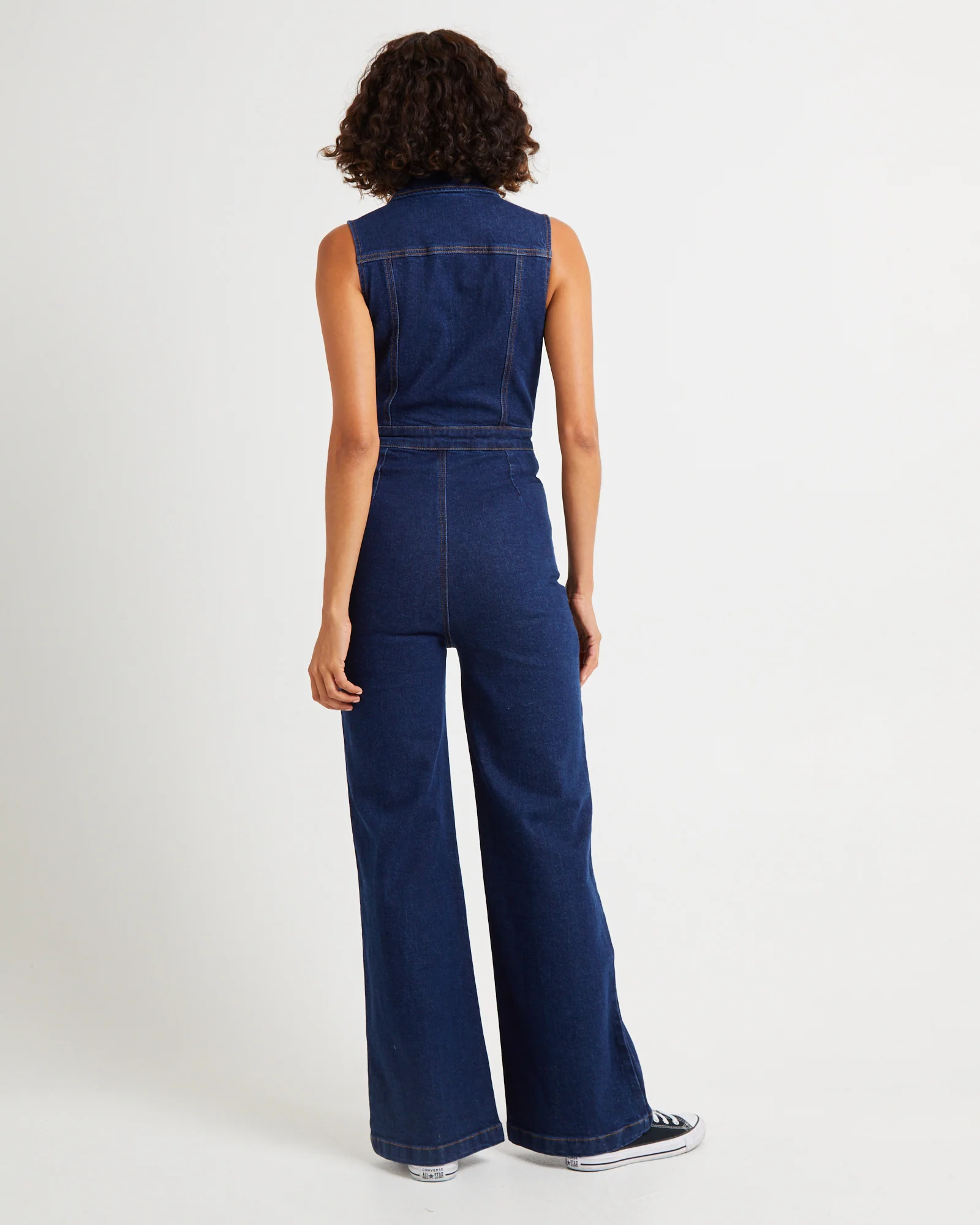 Jett Sleeveless Denim Boiler Suit - Image 2