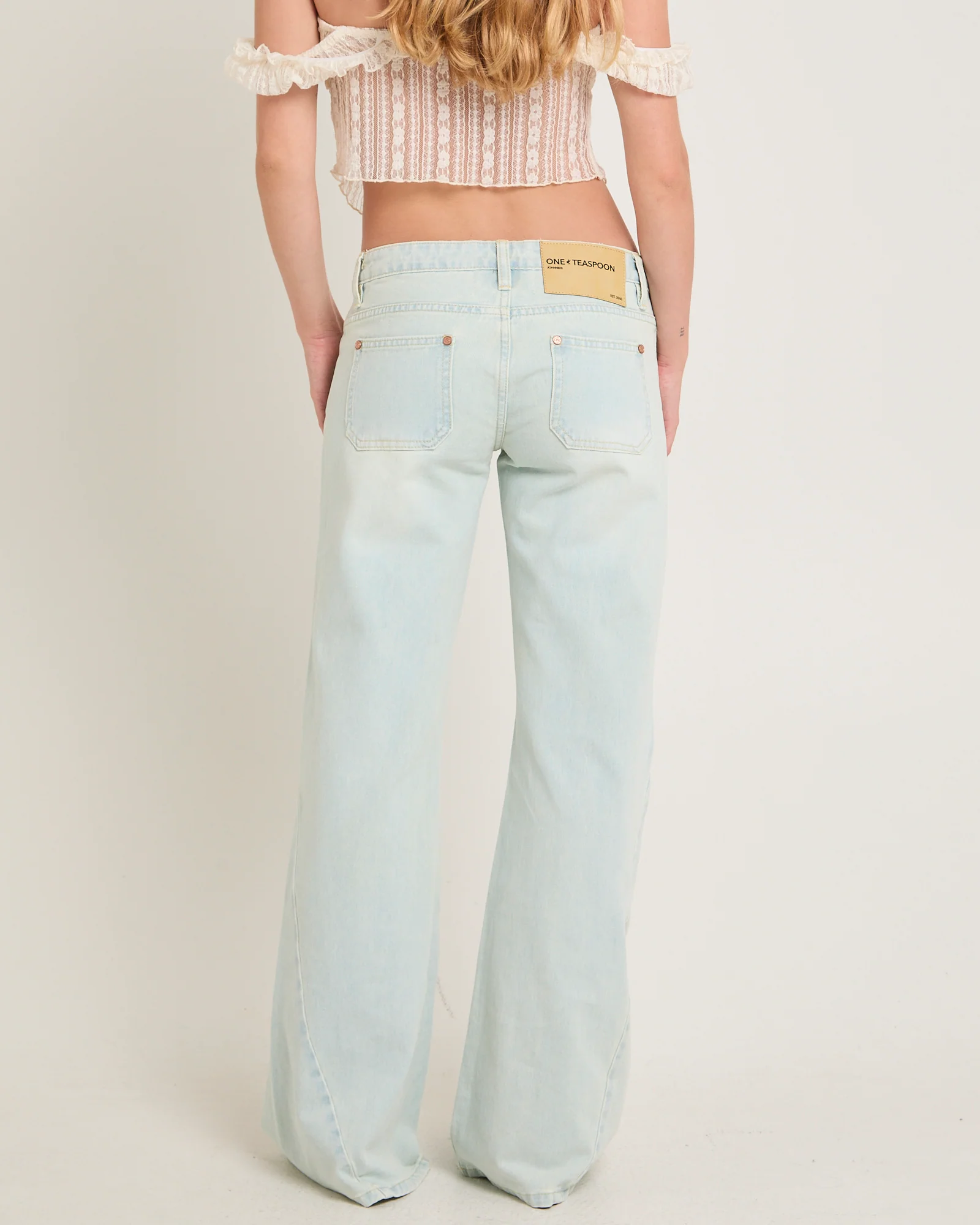 Johnnies Low Waist Wide Leg Flared Denim Jeans Le Surf - Image 4