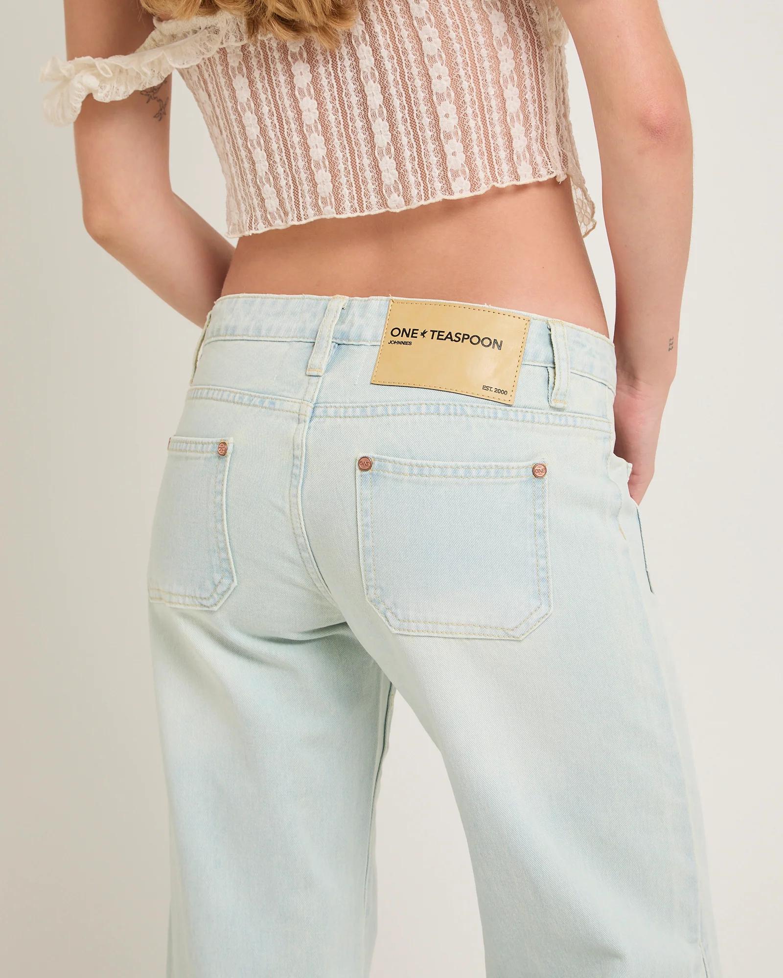 Johnnies Low Waist Wide Leg Flared Denim Jeans Le Surf - Image 5