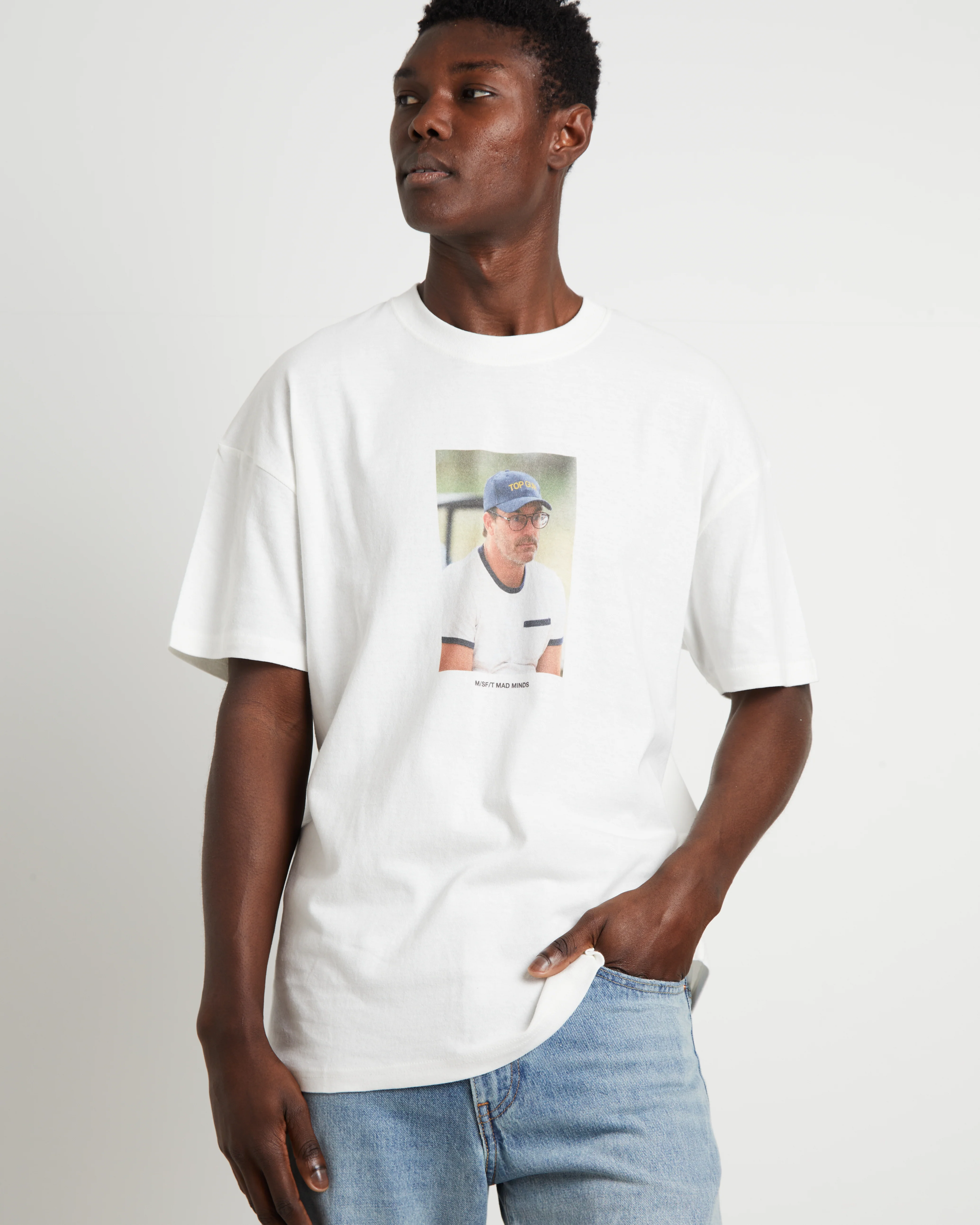 Jon Short Sleeve T-Shirt in Solid Washed White - Image 5