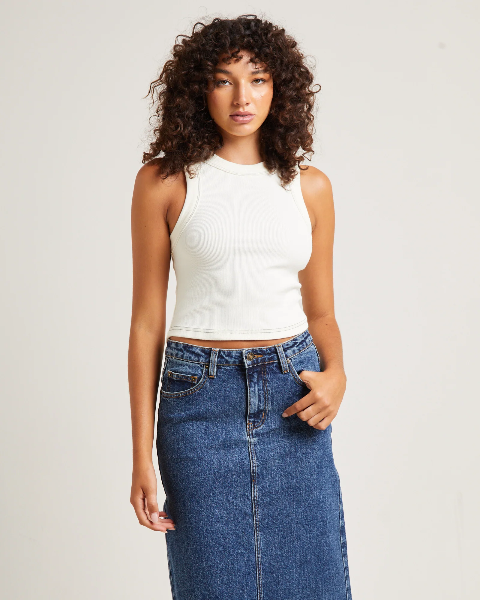 Jonesy Recut Singlet in Coconut - Image 5