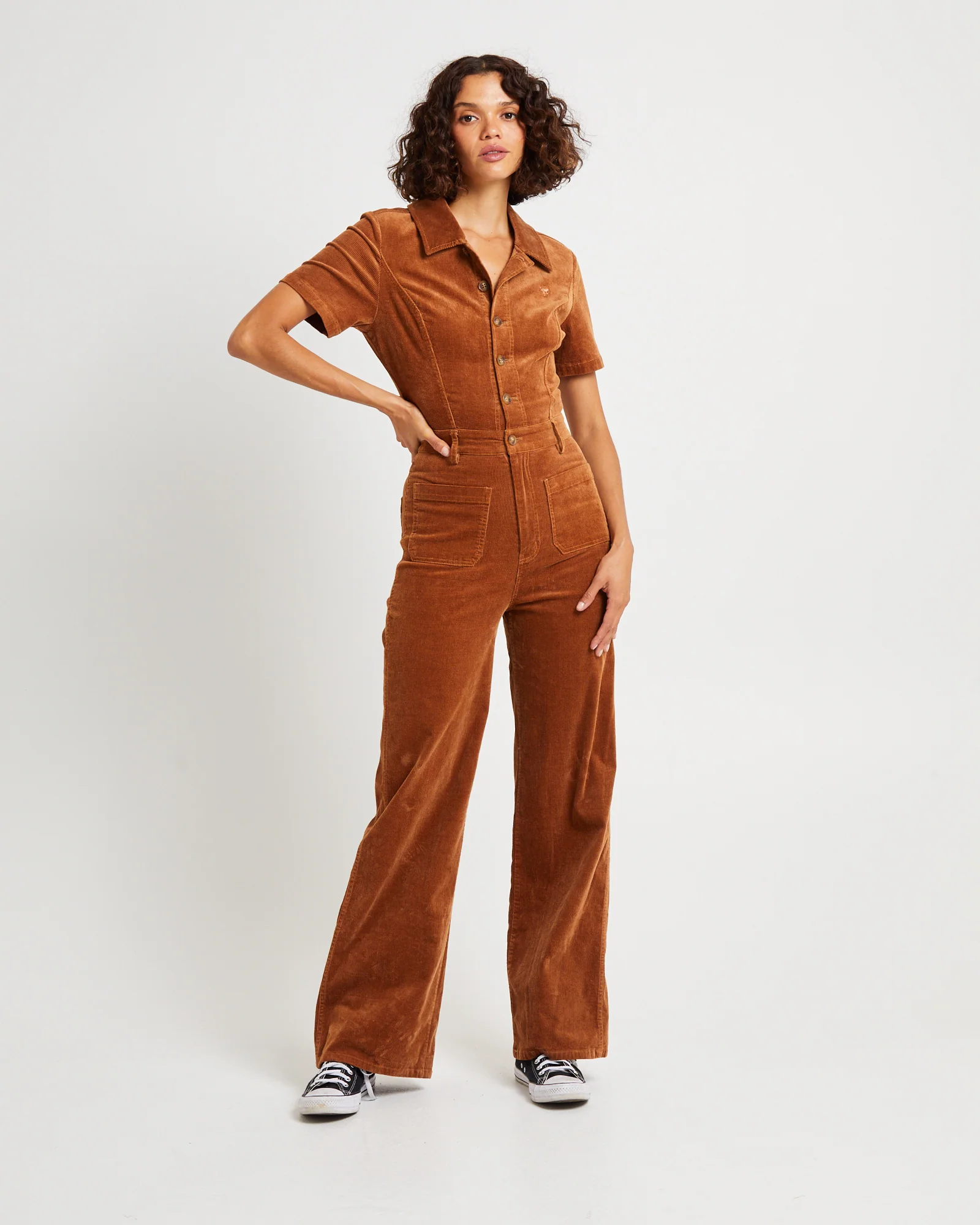 Josie Cord Romper Tan - Image 3