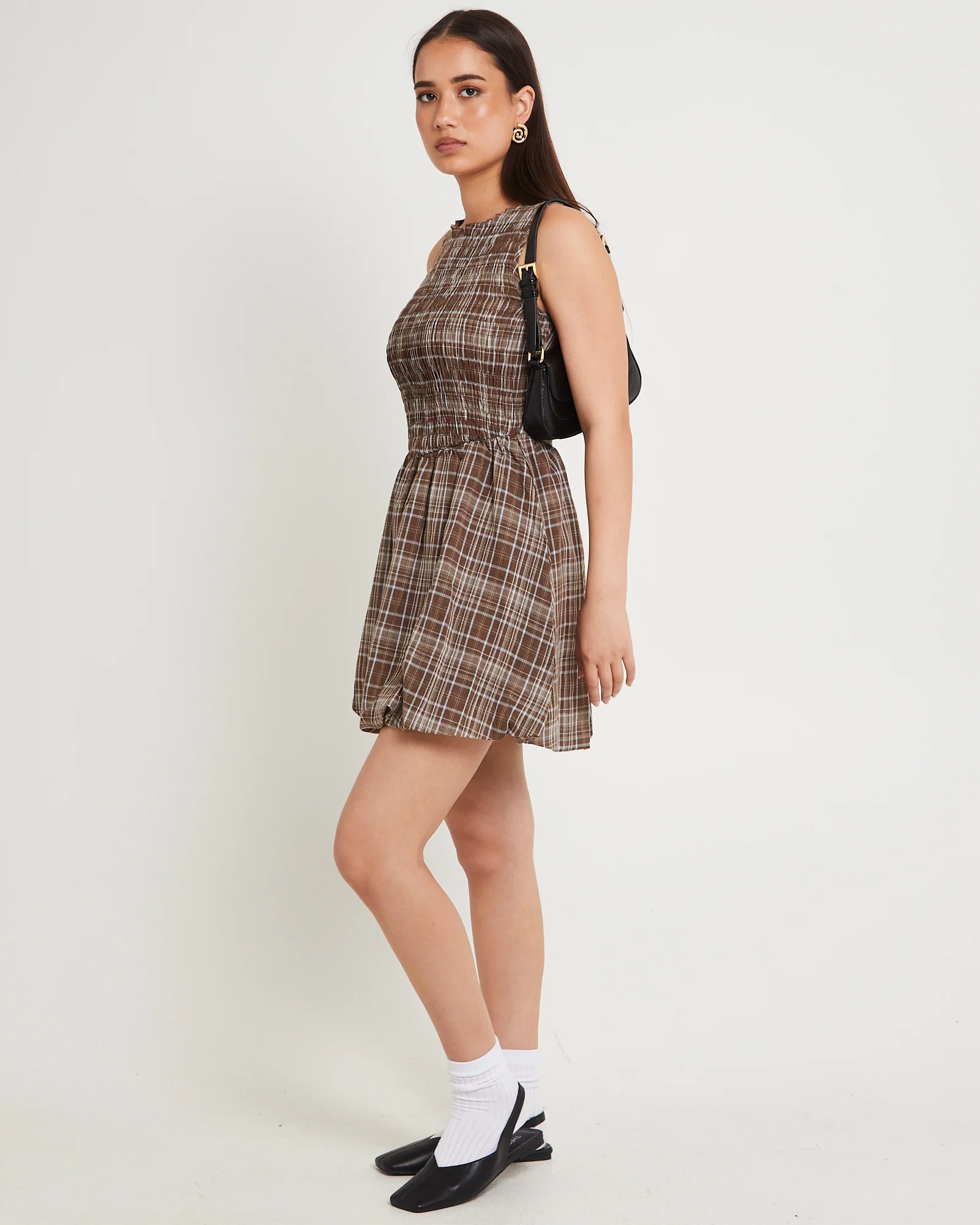 Juno Check Mini Dress - Image 4