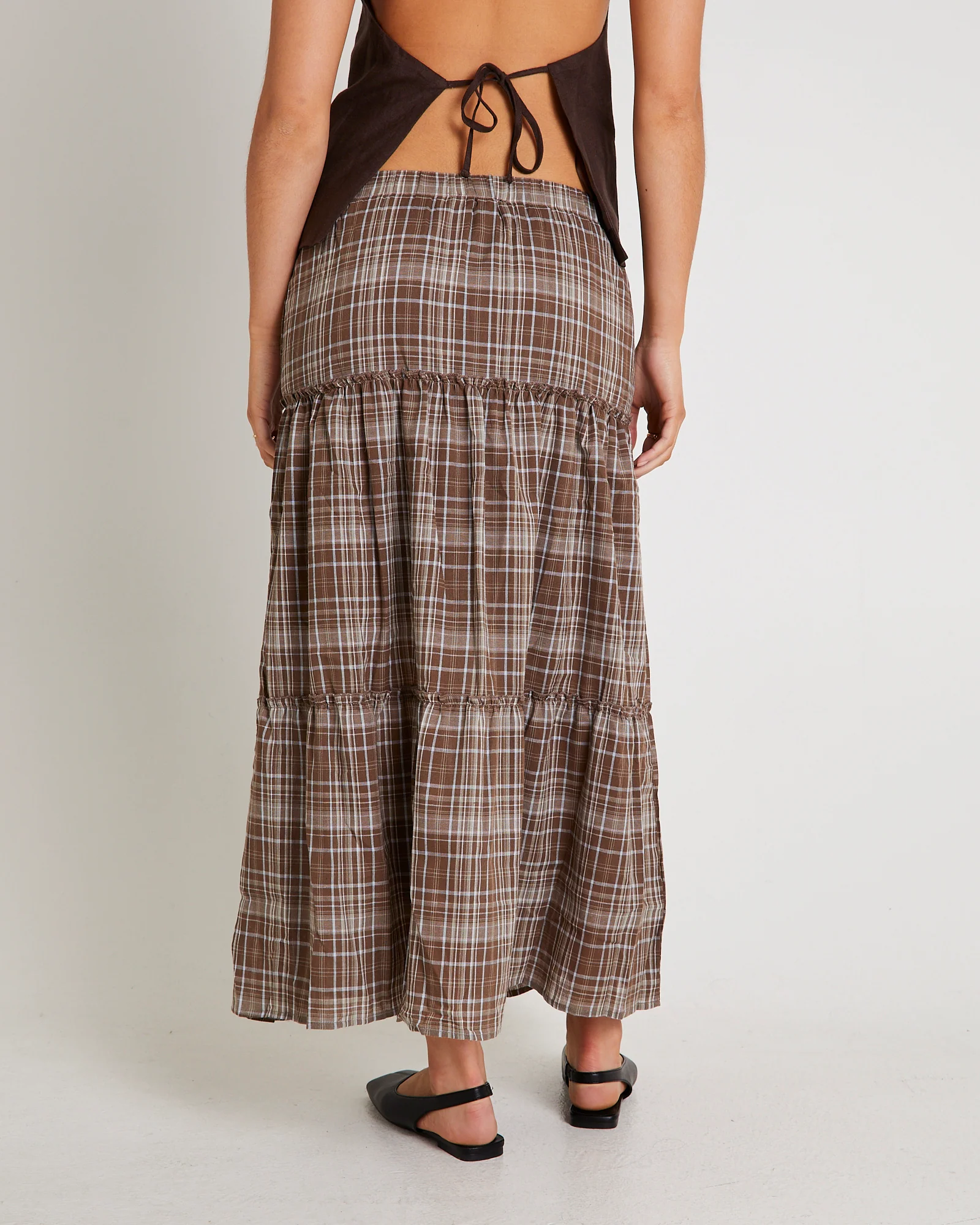 Juno Tierd Check Midi Skirt - Image 5