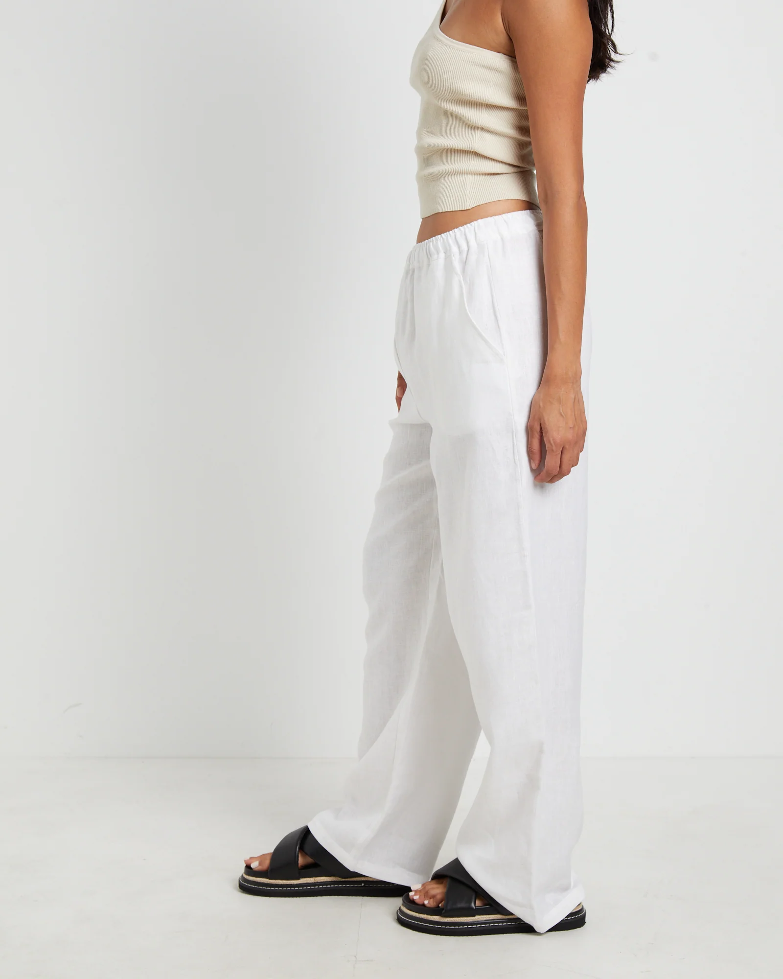 Kai Linen Draw Pants in White - Image 4