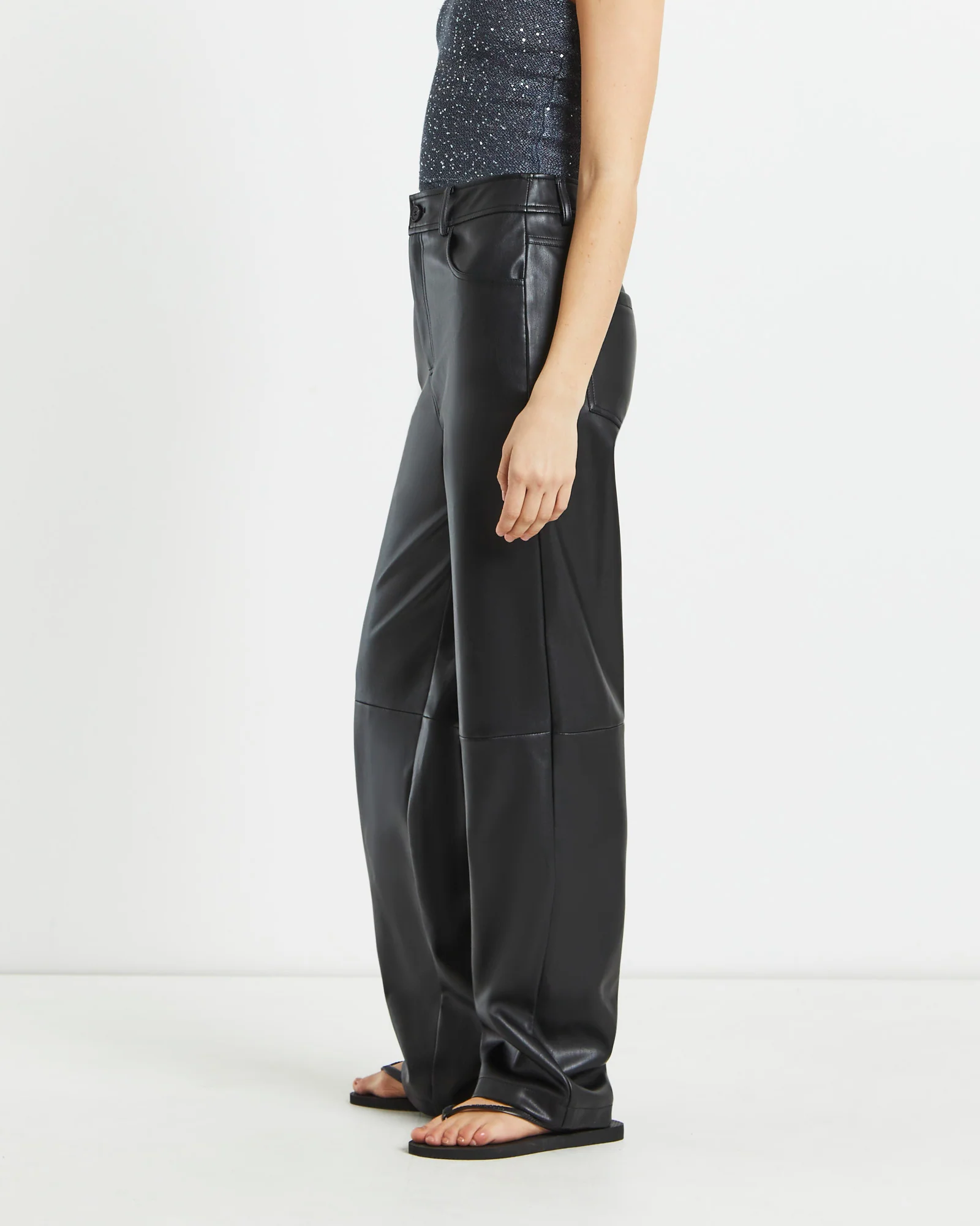 Karli Leather Look Straight Leg Pants - Image 2