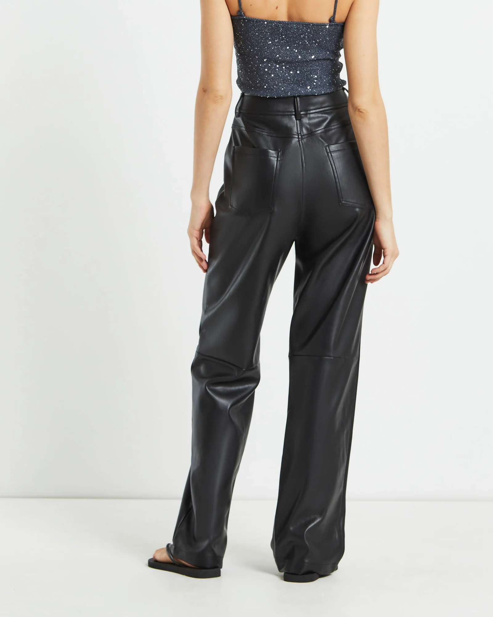 Karli Leather Look Straight Leg Pants - Image 3