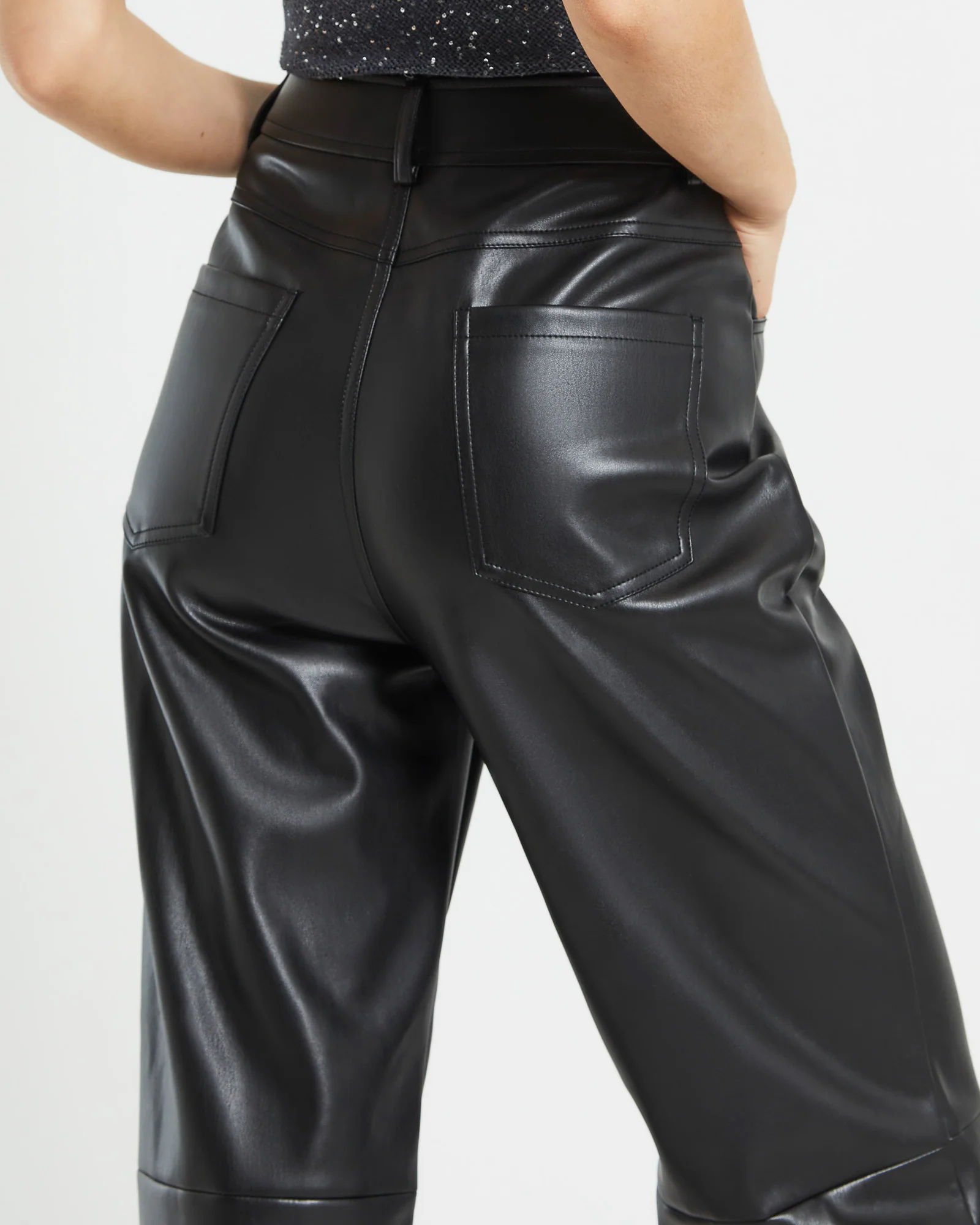 Karli Leather Look Straight Leg Pants - Image 5