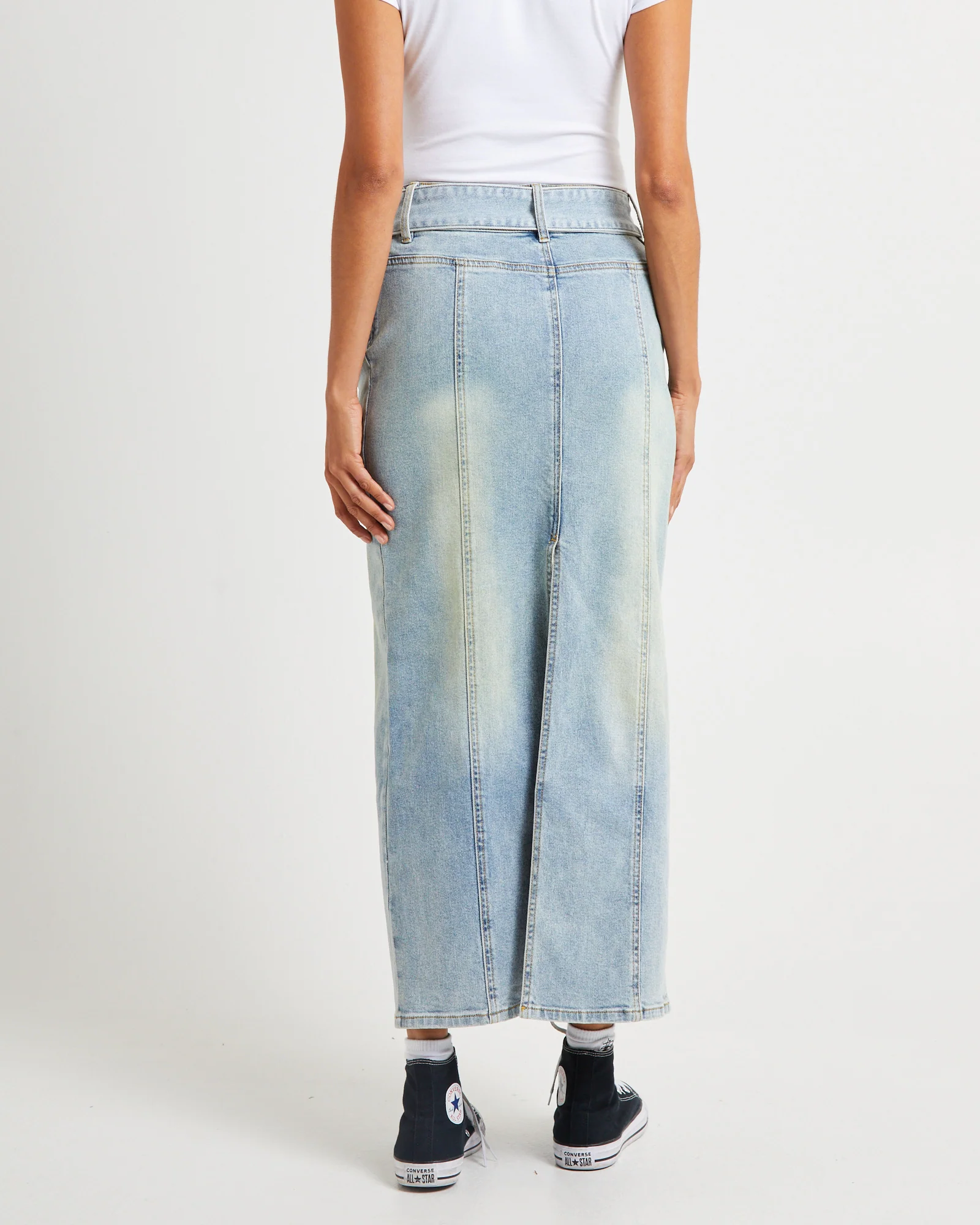 Kaya Low Belted Denim Maxi Skirt - Image 2