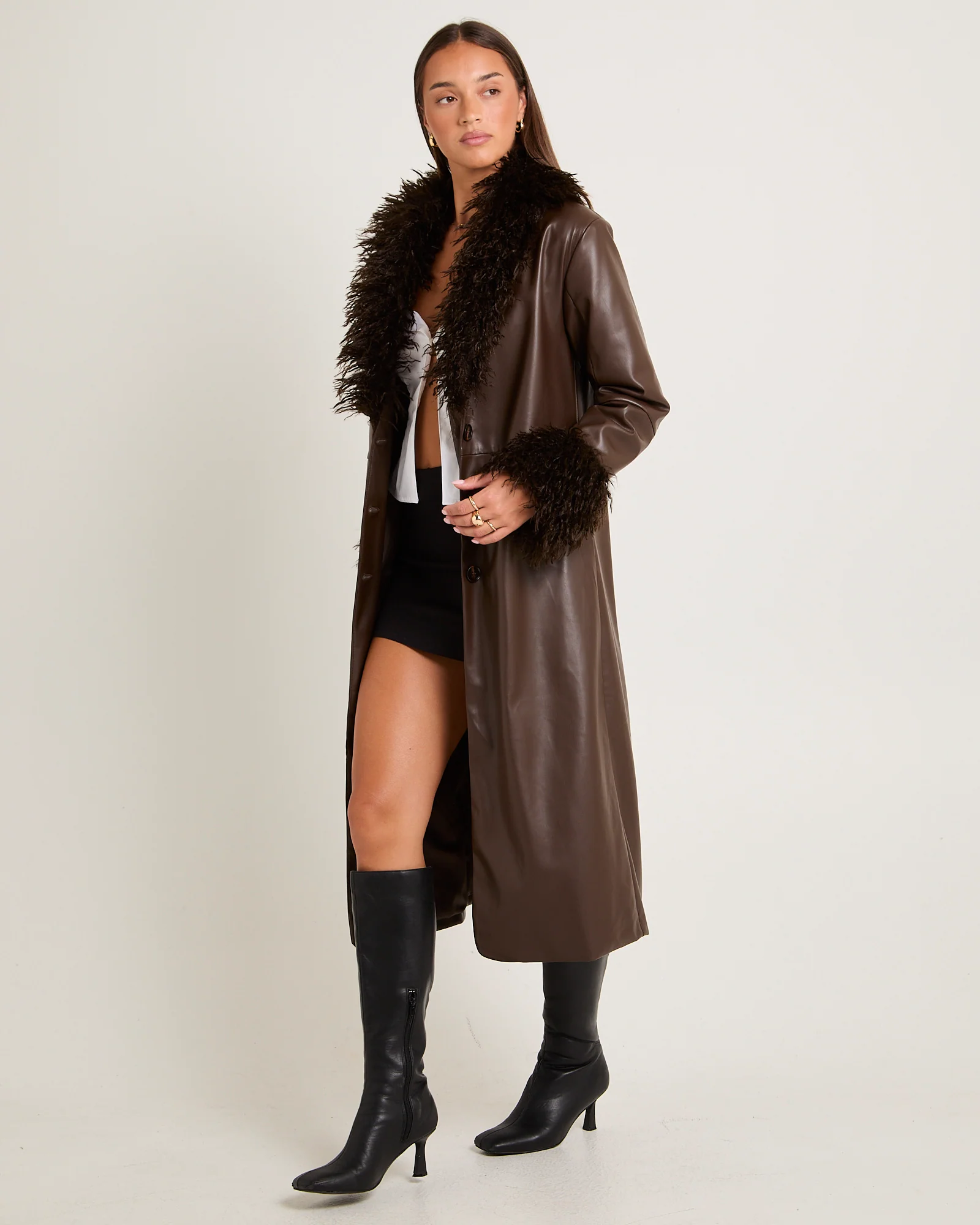 Kendall Contrast Fur Pu Coat - Image 3