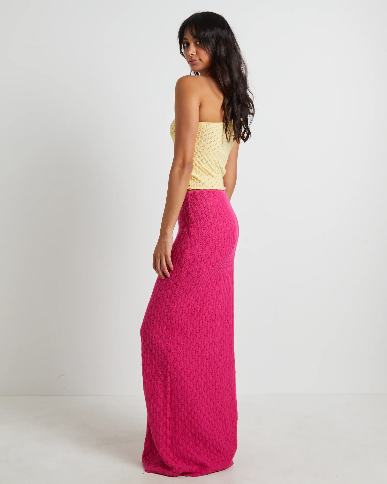 Kerby Crochet One Shoulder Top in Lemon - Image 4
