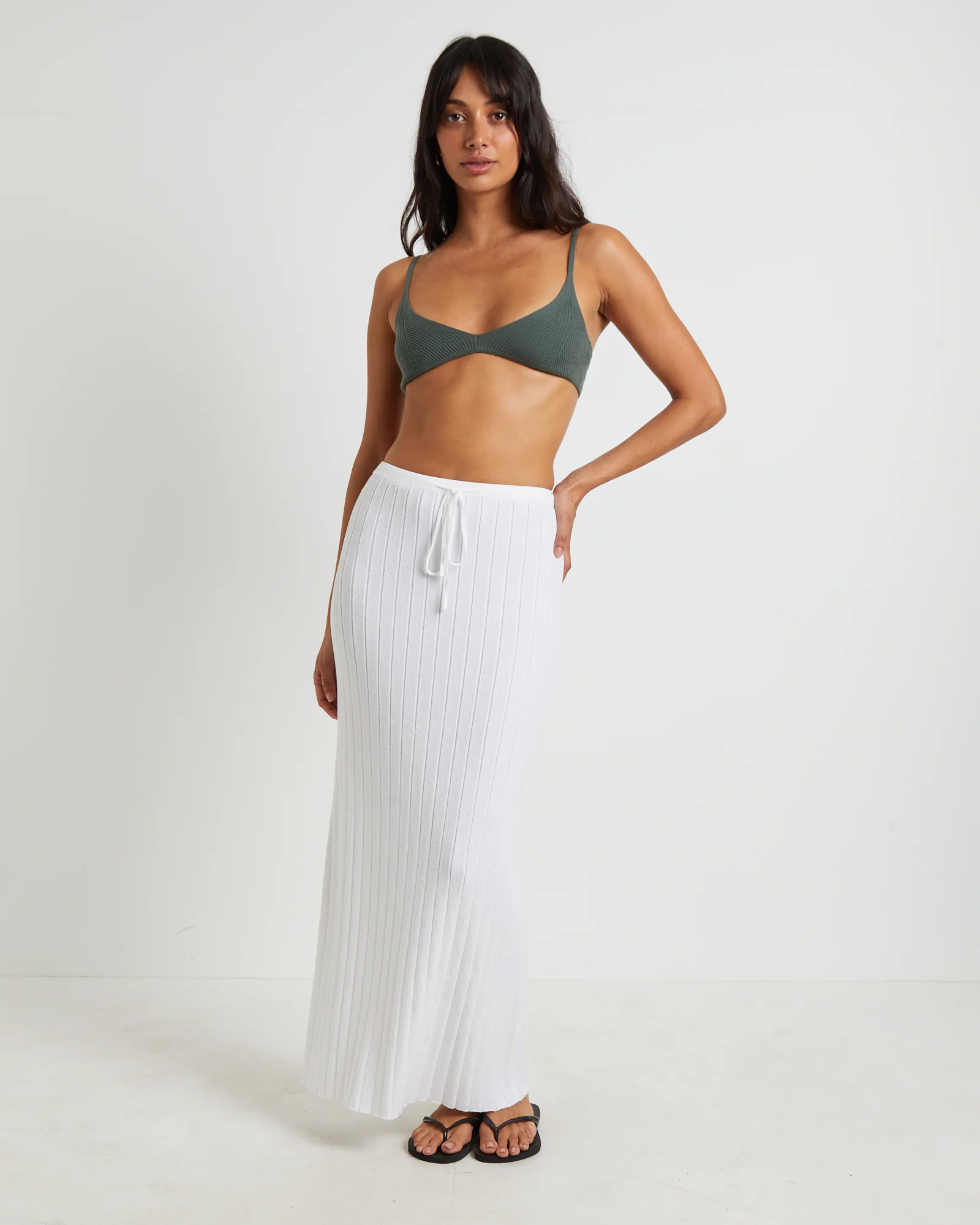 Keta Knit Maxi Skirt in White - Image 3