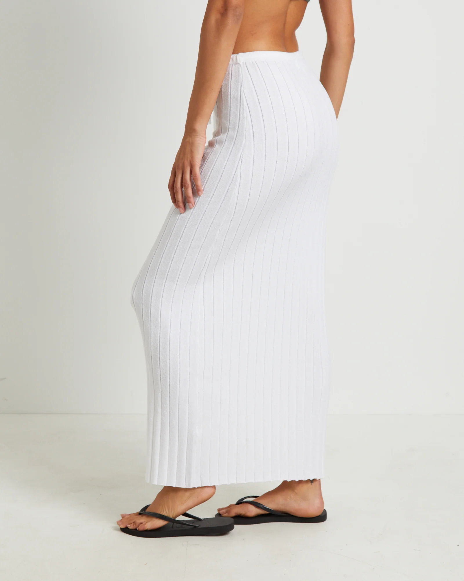 Keta Knit Maxi Skirt in White - Image 4