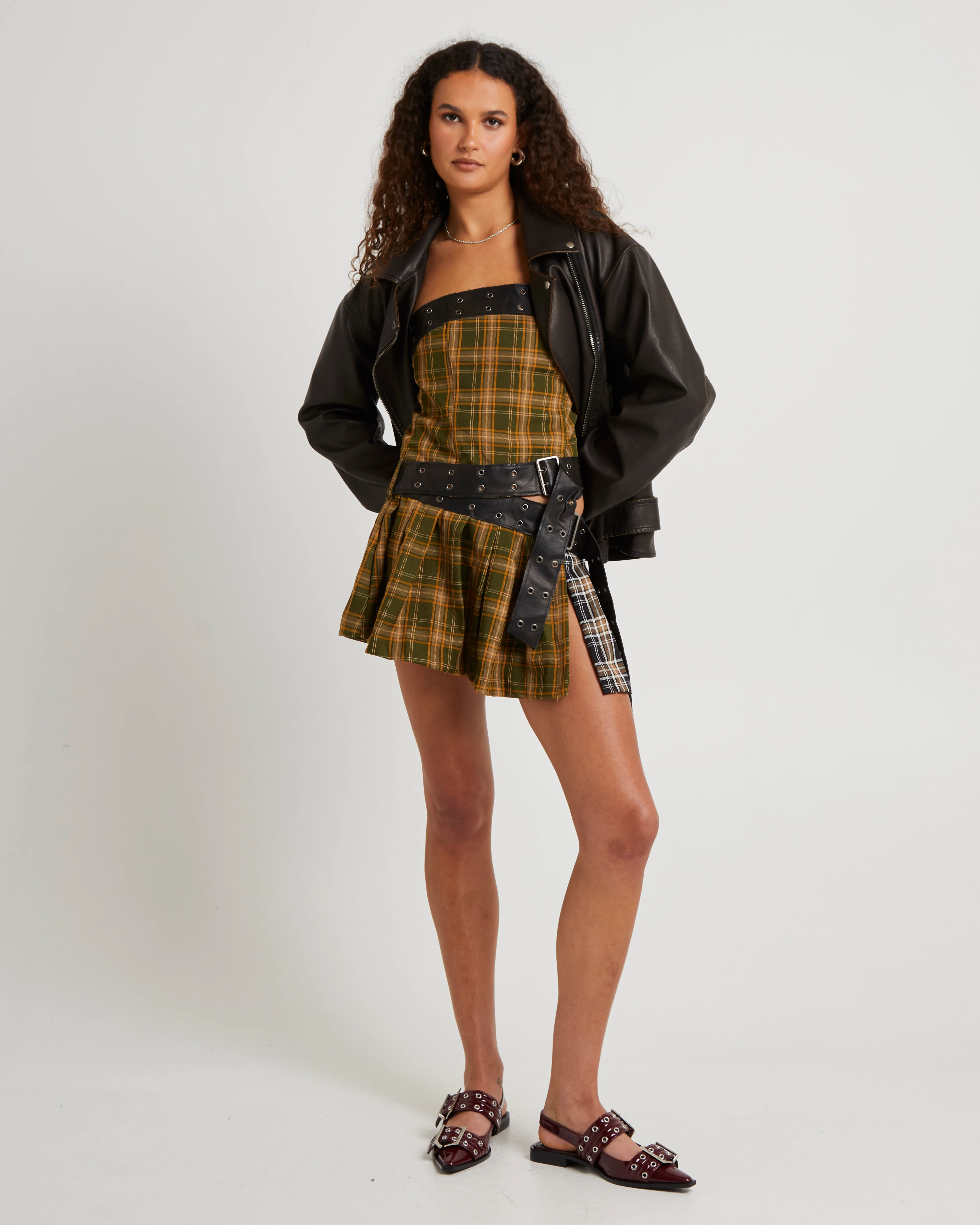Kilt Mini Dress With Belts - Image 3