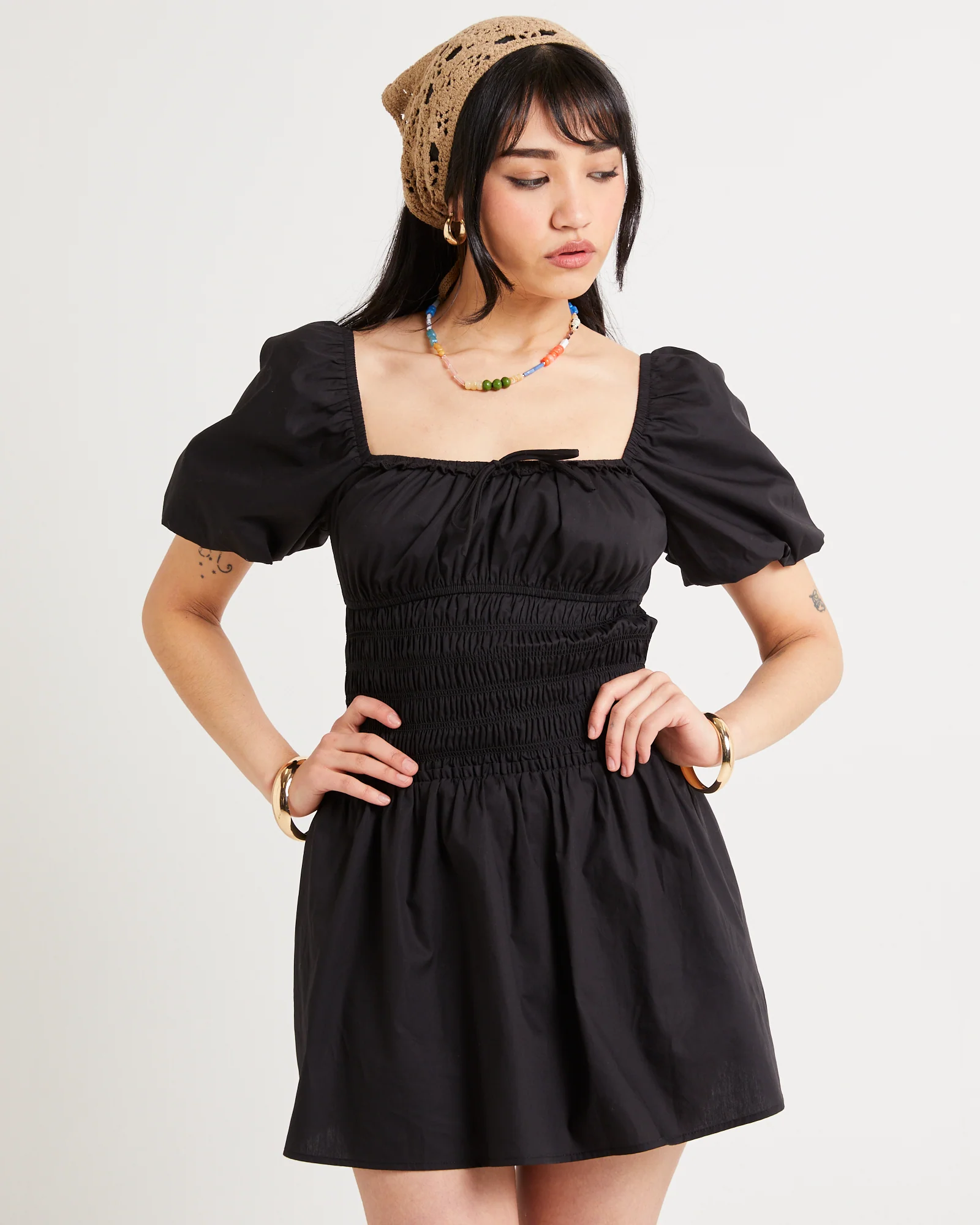 Kora Puff Sleeve Shirred Mini Dress - Image 4