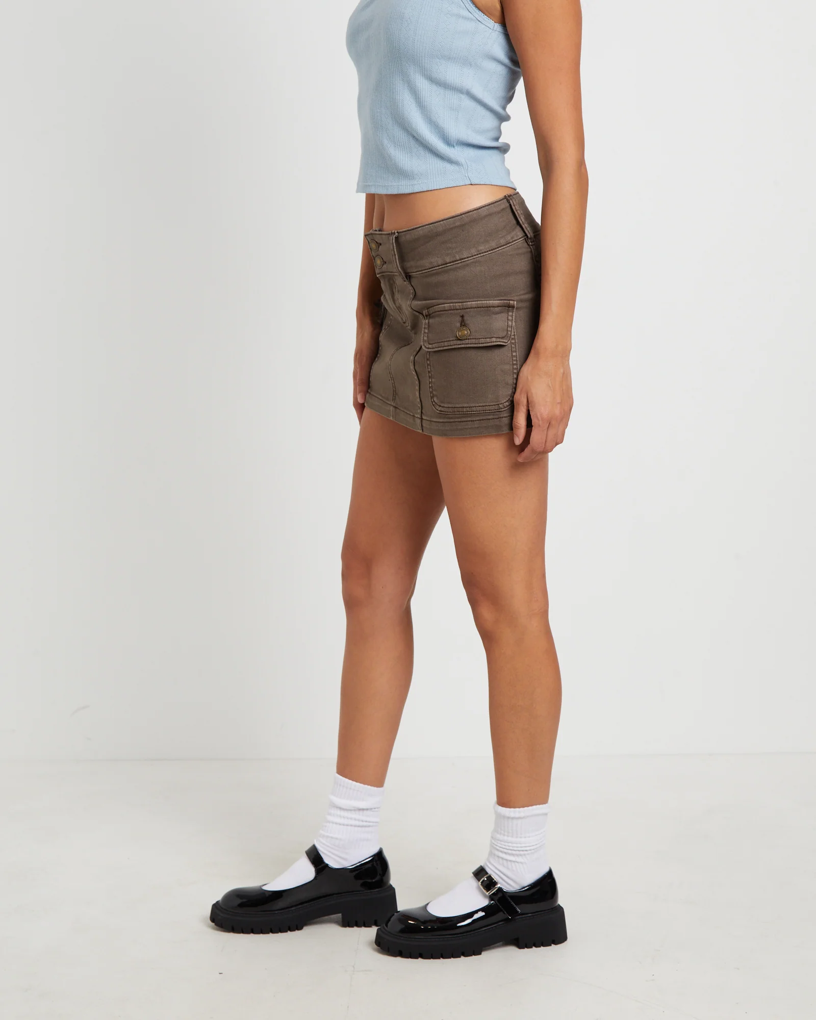 Kult Overdye Denim Skirt in Sepia - Image 4