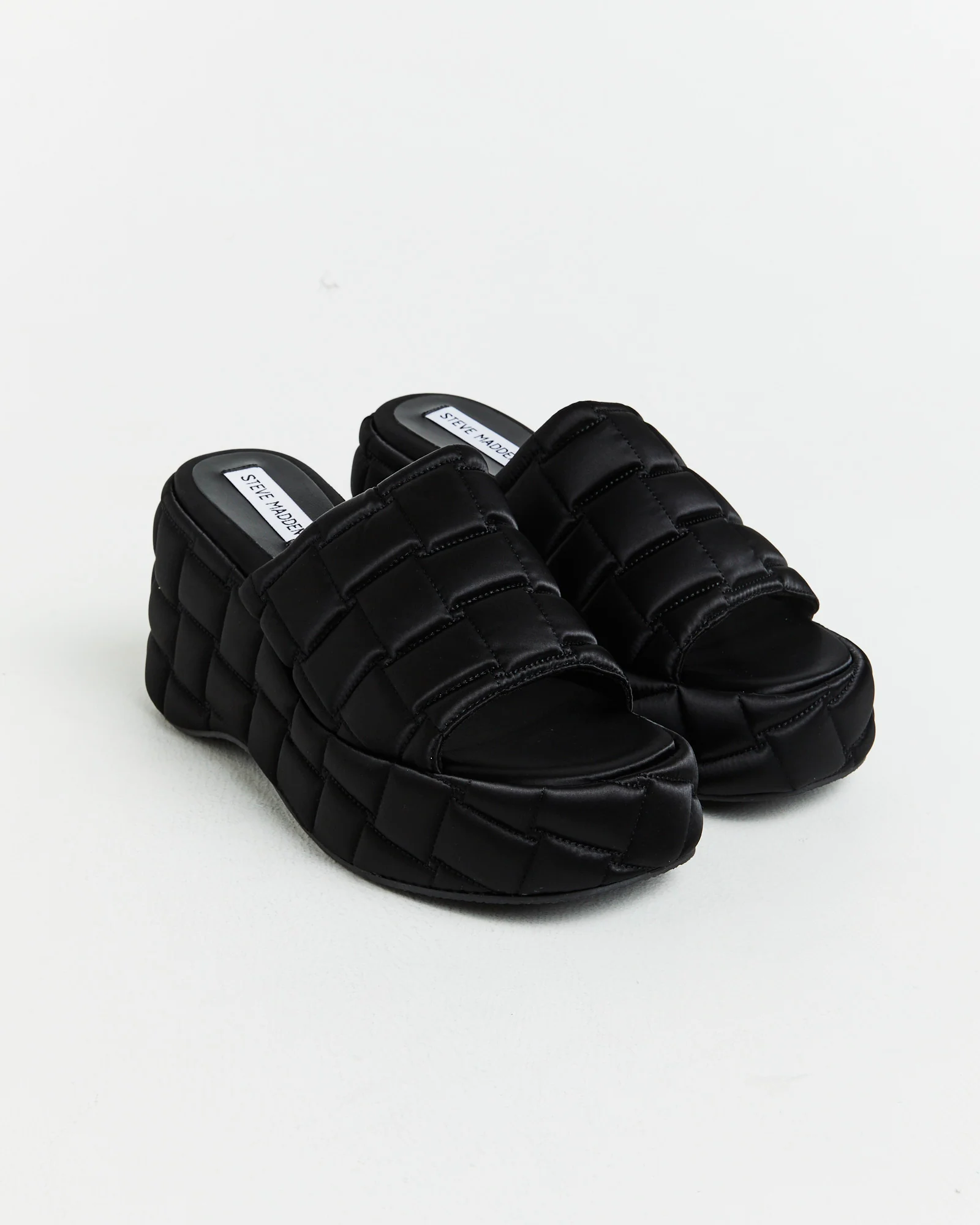 LA VOOM Satin Sandals in Black - Image 2