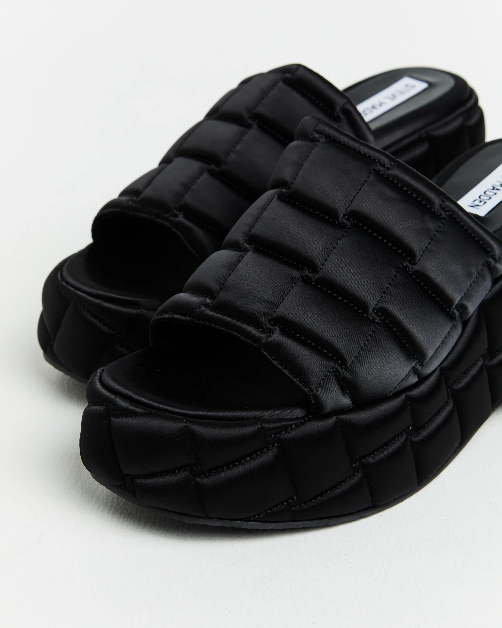 LA VOOM Satin Sandals in Black - Image 5