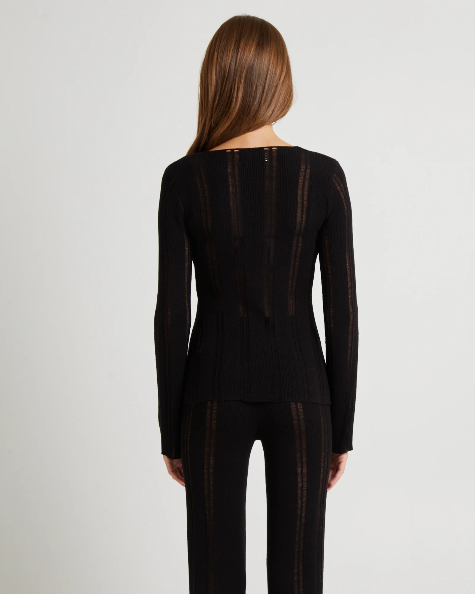 Ladder Knit Button Long Sleeve Top - Image 2