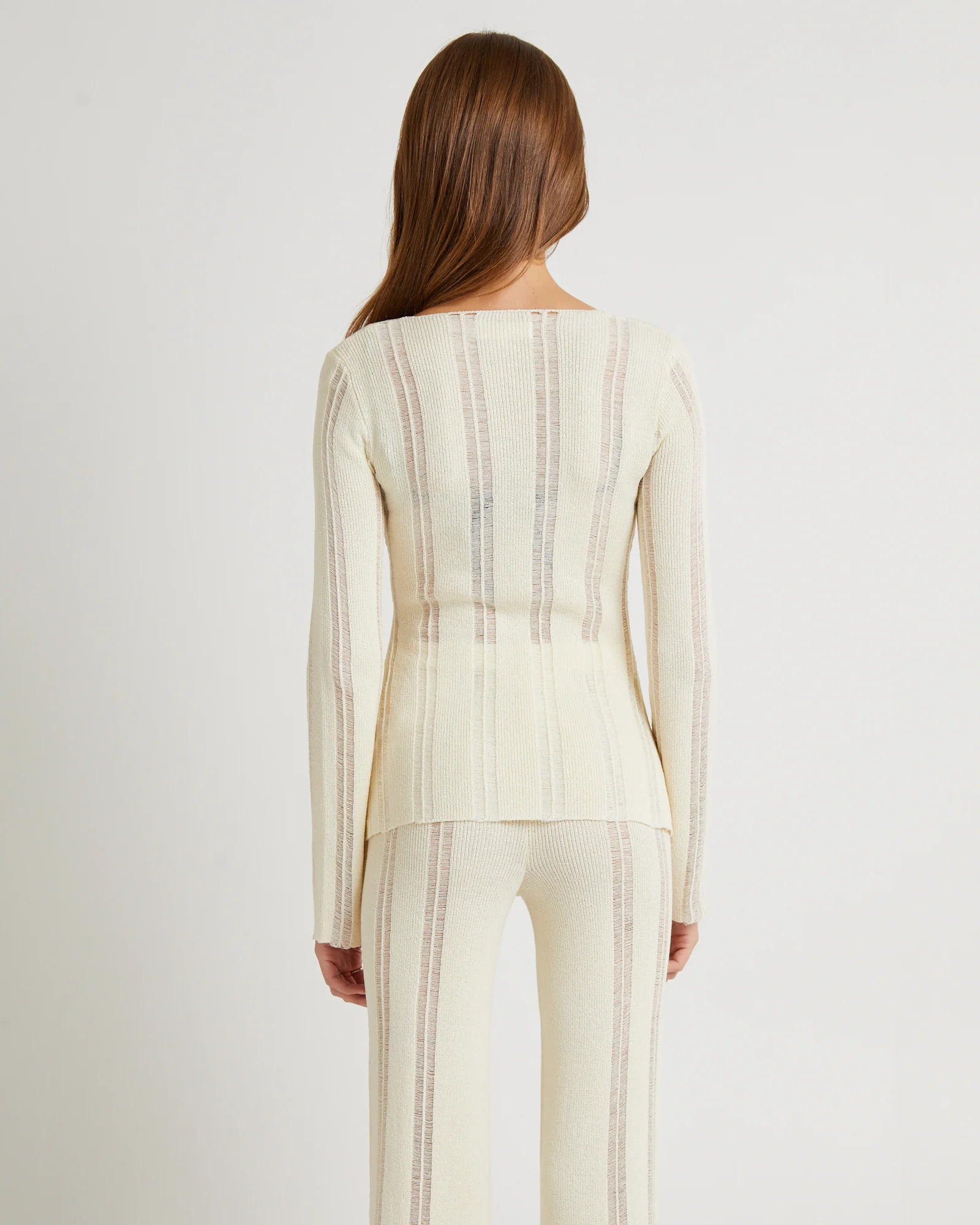 Ladder Knit Button Long Sleeve Top - Image 4