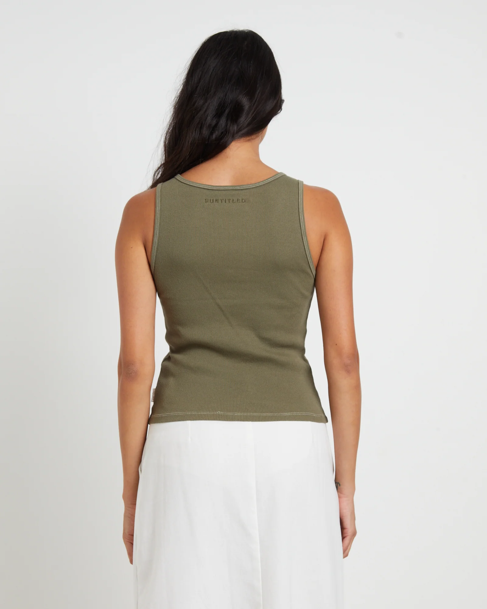 Lagoon Muscle Tank Top in Khaki - Image 2