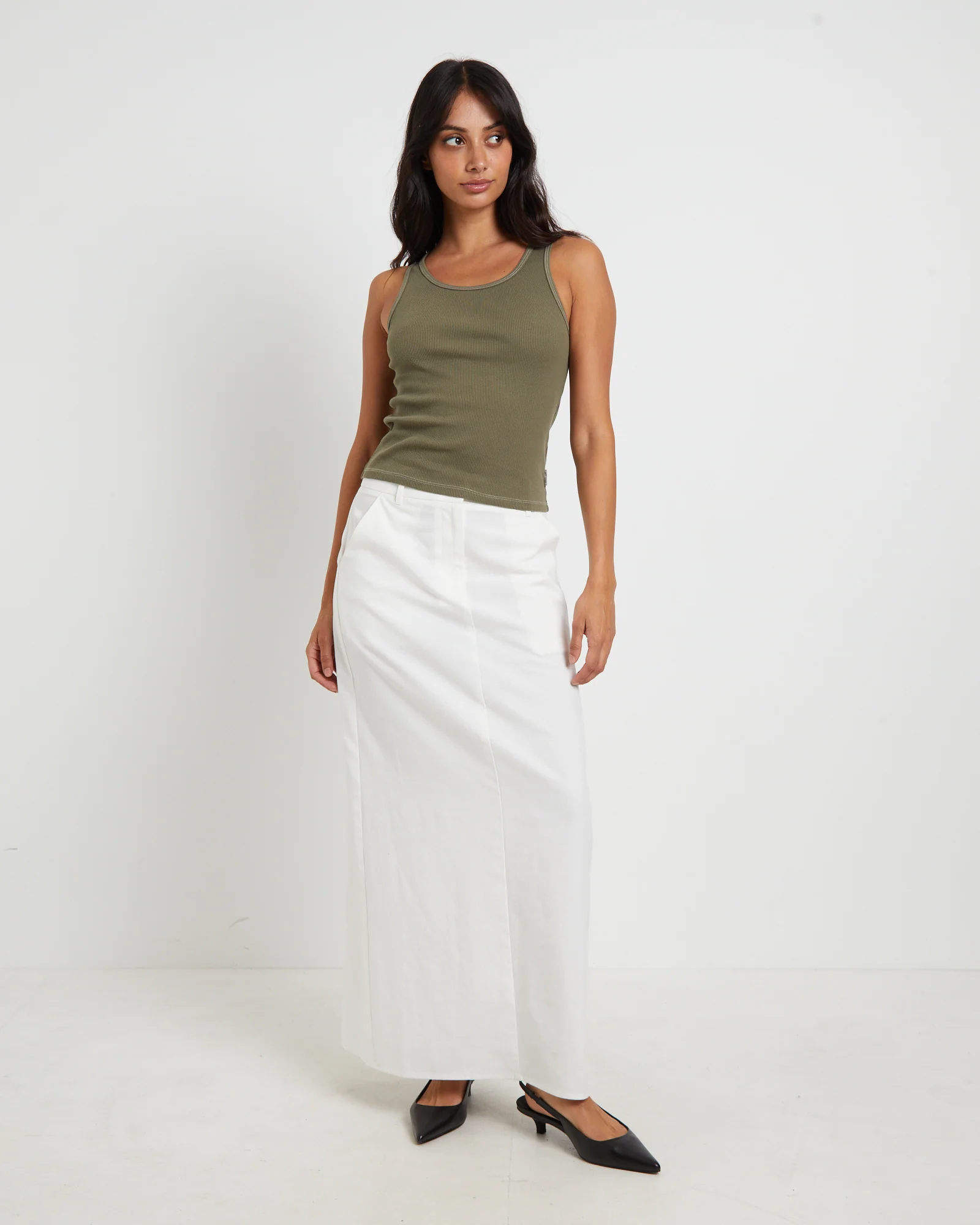 Lagoon Muscle Tank Top in Khaki - Image 3
