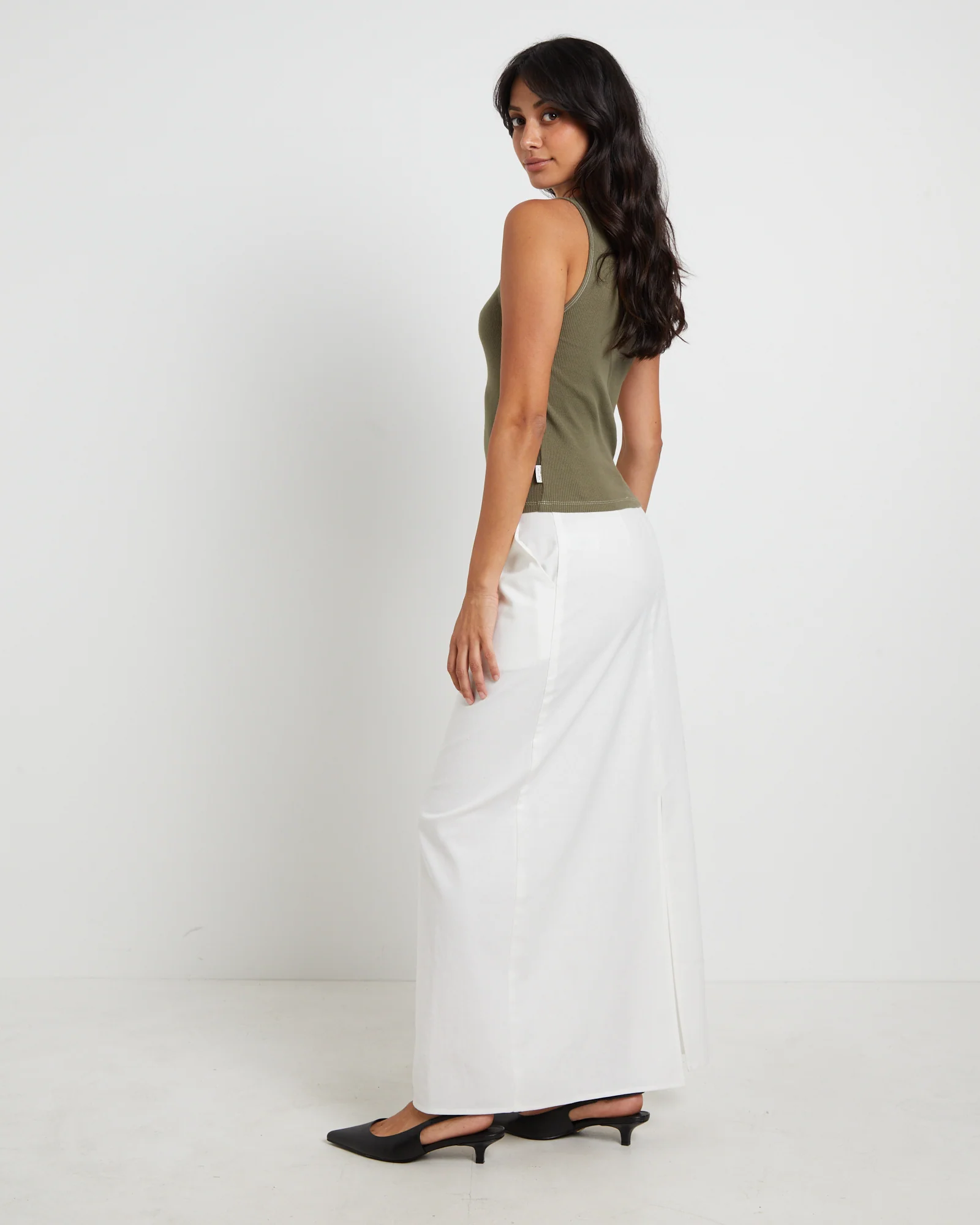 Lagoon Muscle Tank Top in Khaki - Image 4