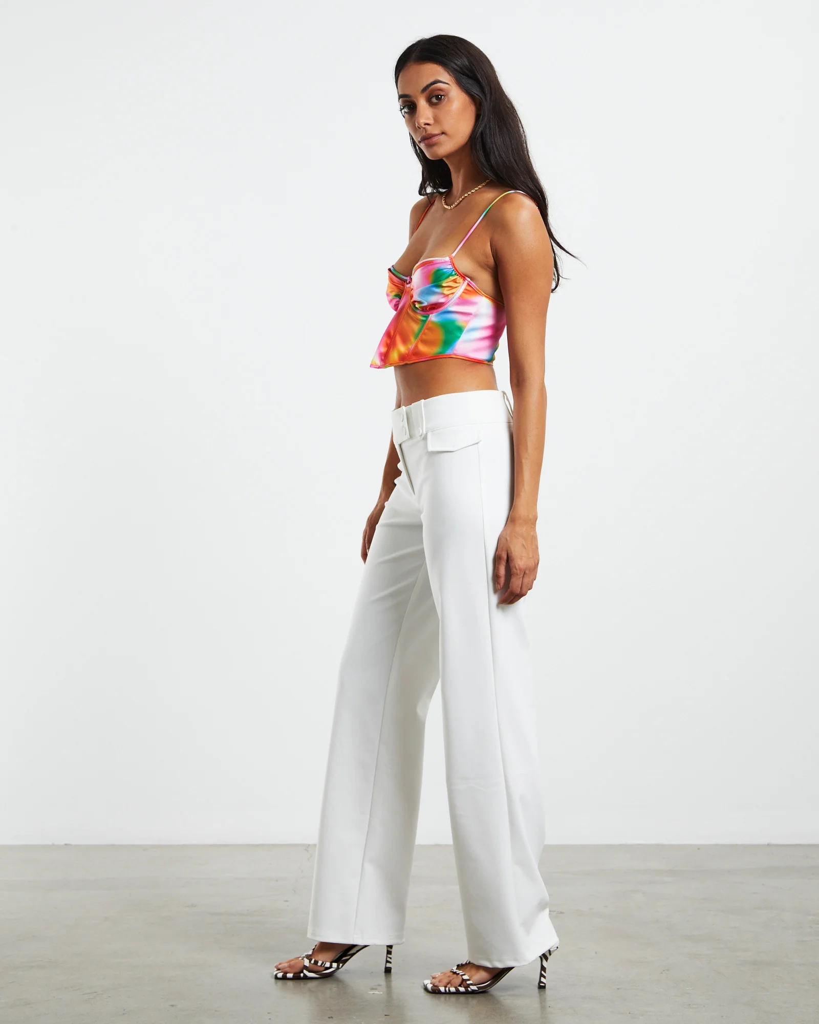 Larissa Strappy Cross Front Sateen Corset Multi Print - Image 4