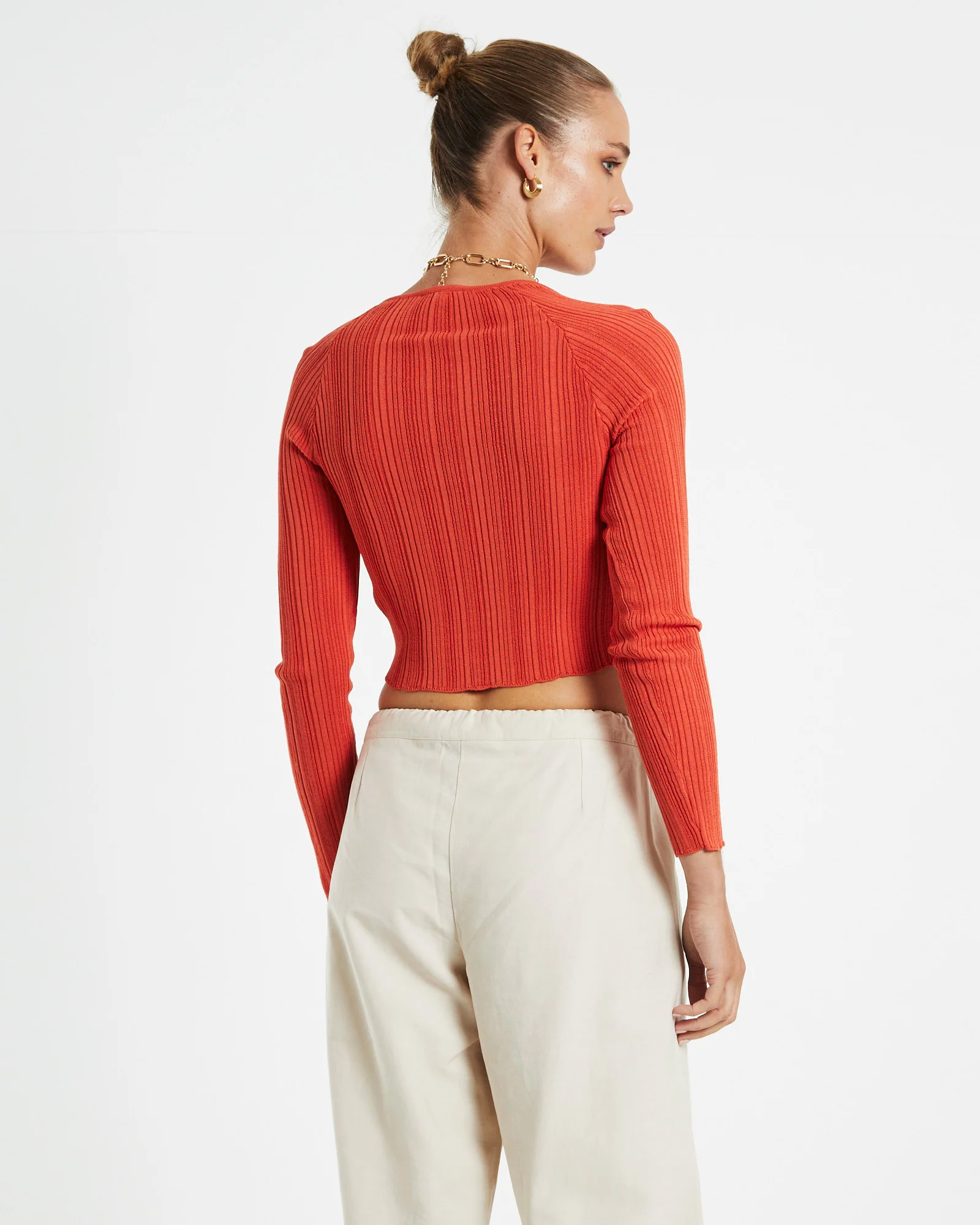 Layla Butterfly Hem Bolero Top Burnt Red - Image 2