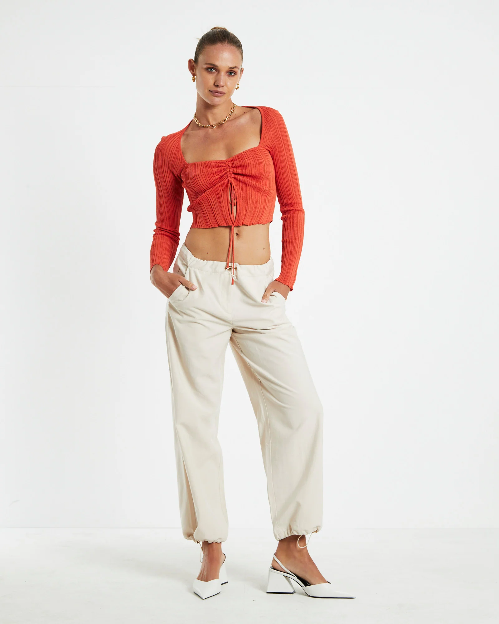 Layla Butterfly Hem Bolero Top Burnt Red - Image 3