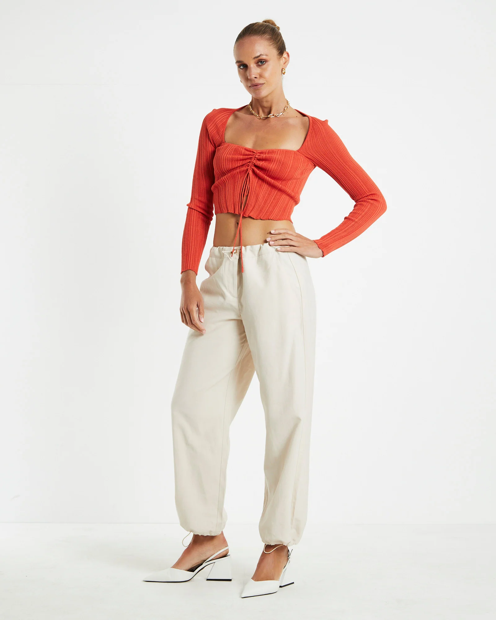 Layla Butterfly Hem Bolero Top Burnt Red - Image 4