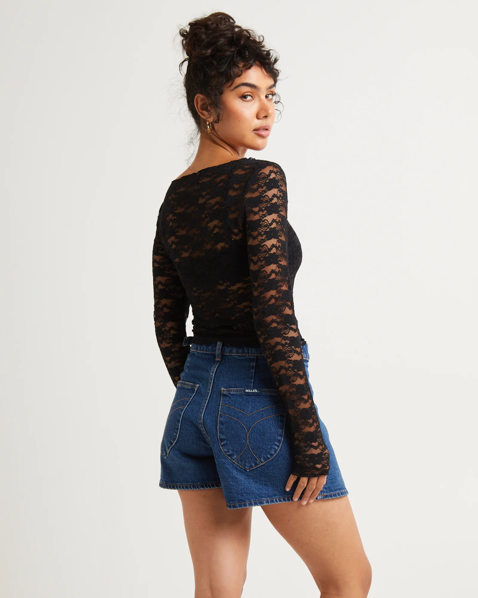 Leah Sheer Long Sleeve Lace Top - Image 2