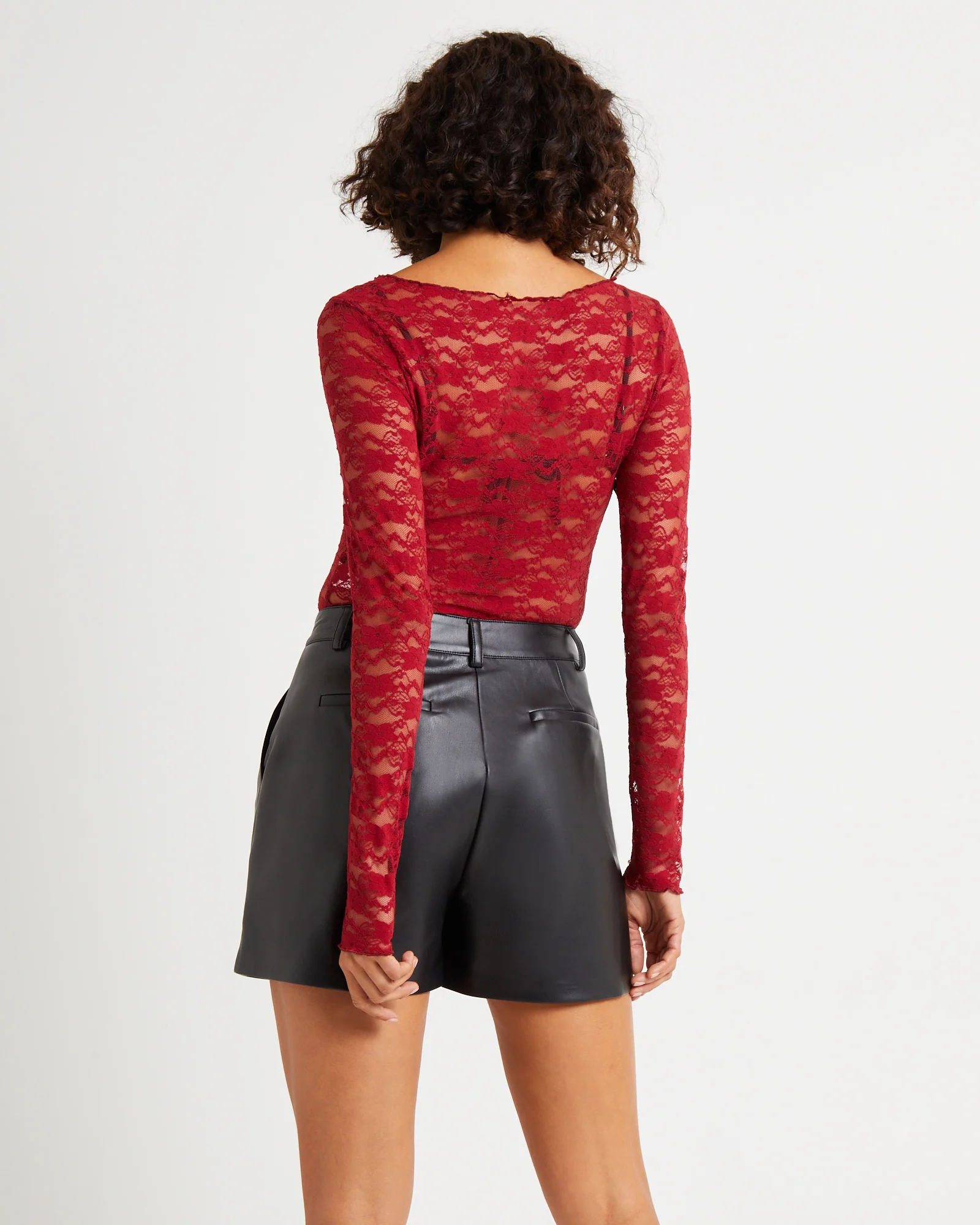 Leah Sheer Long Sleeve Lace Top - Image 2