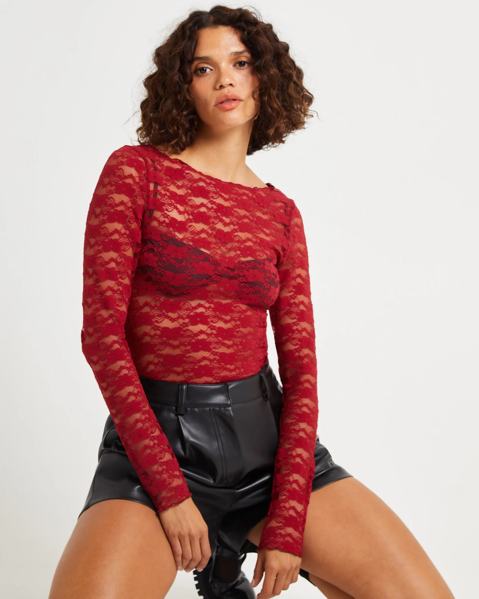 Leah Sheer Long Sleeve Lace Top - Image 5