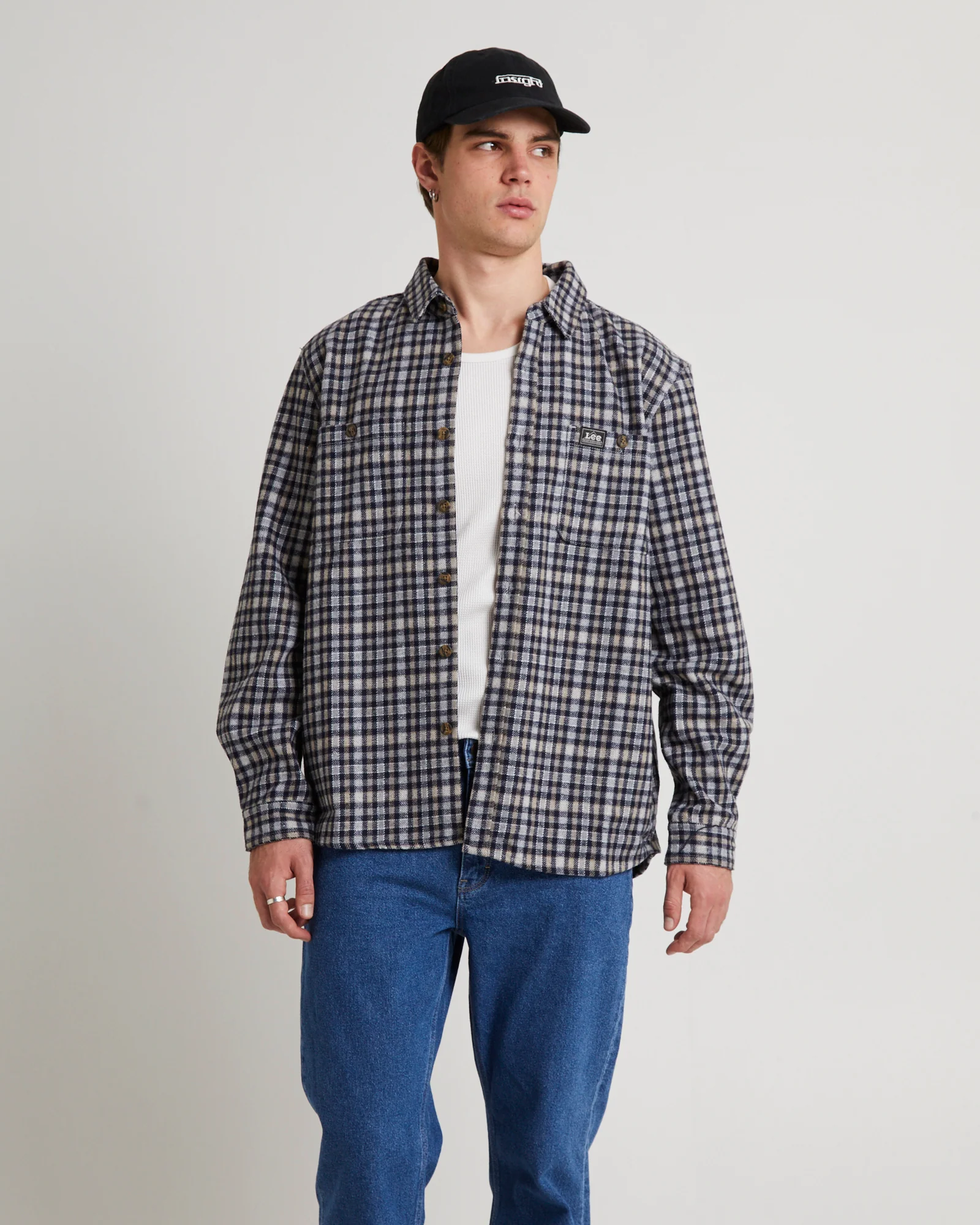 Lee Worker Long Sleeve Shirt Brown Check - Image 3