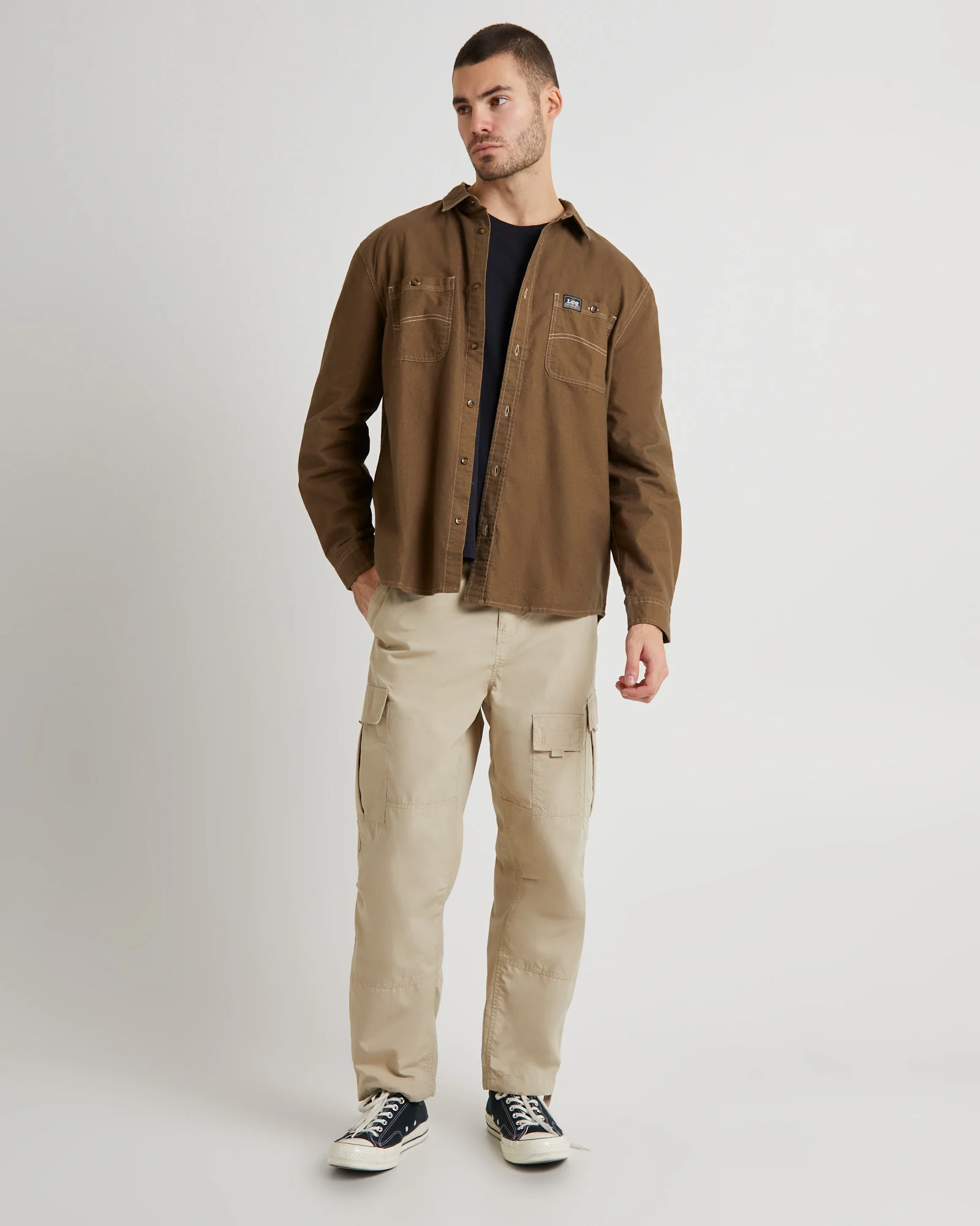 Lee Worker LS Shirt Brushed Brown - Image 3