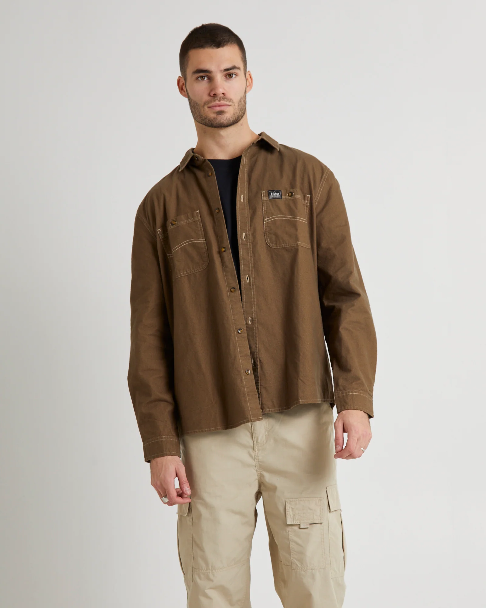 Lee Worker LS Shirt Brushed Brown - Image 5