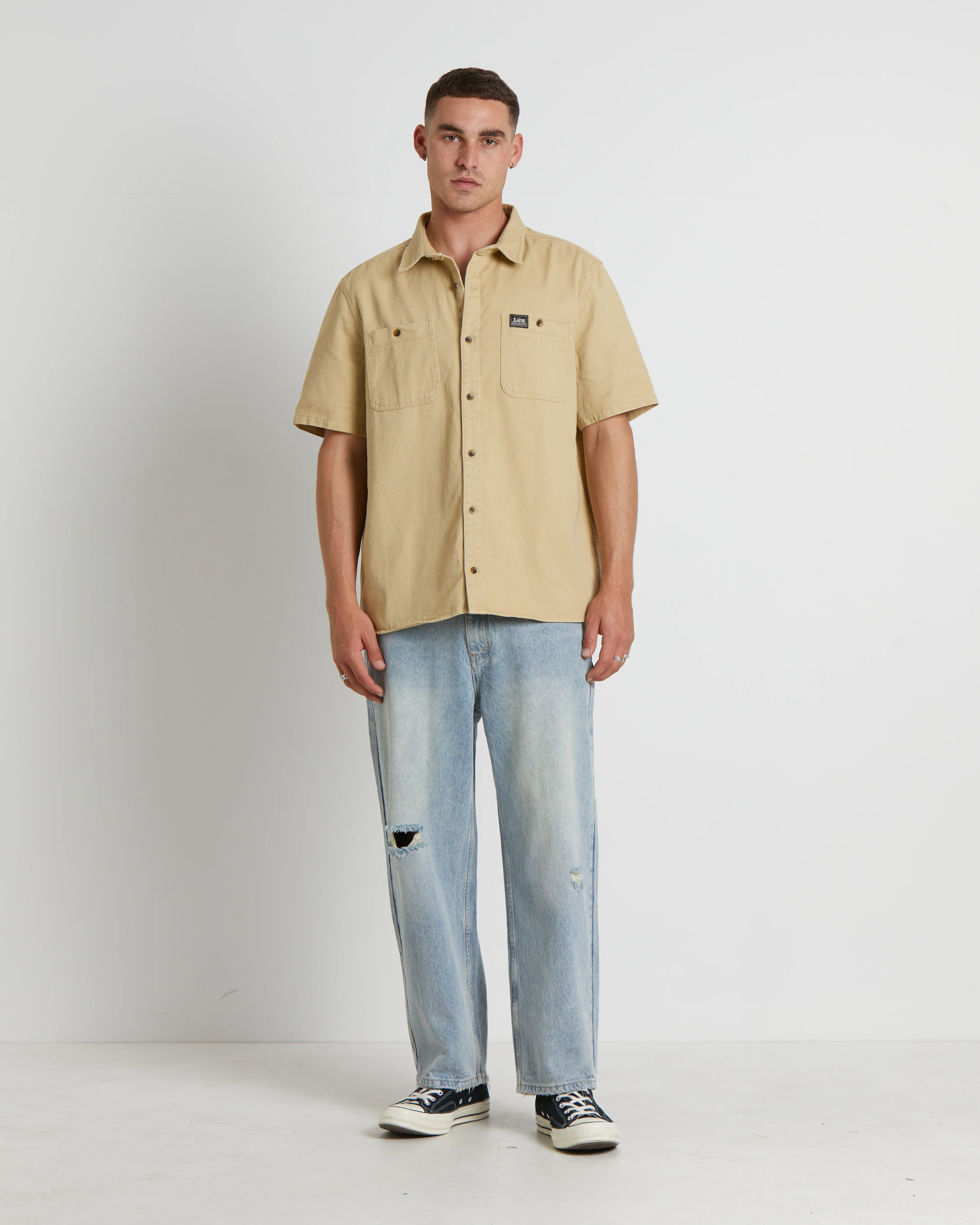 Lee Worker Short Sleeve Shirt in Union Stone - Image 3