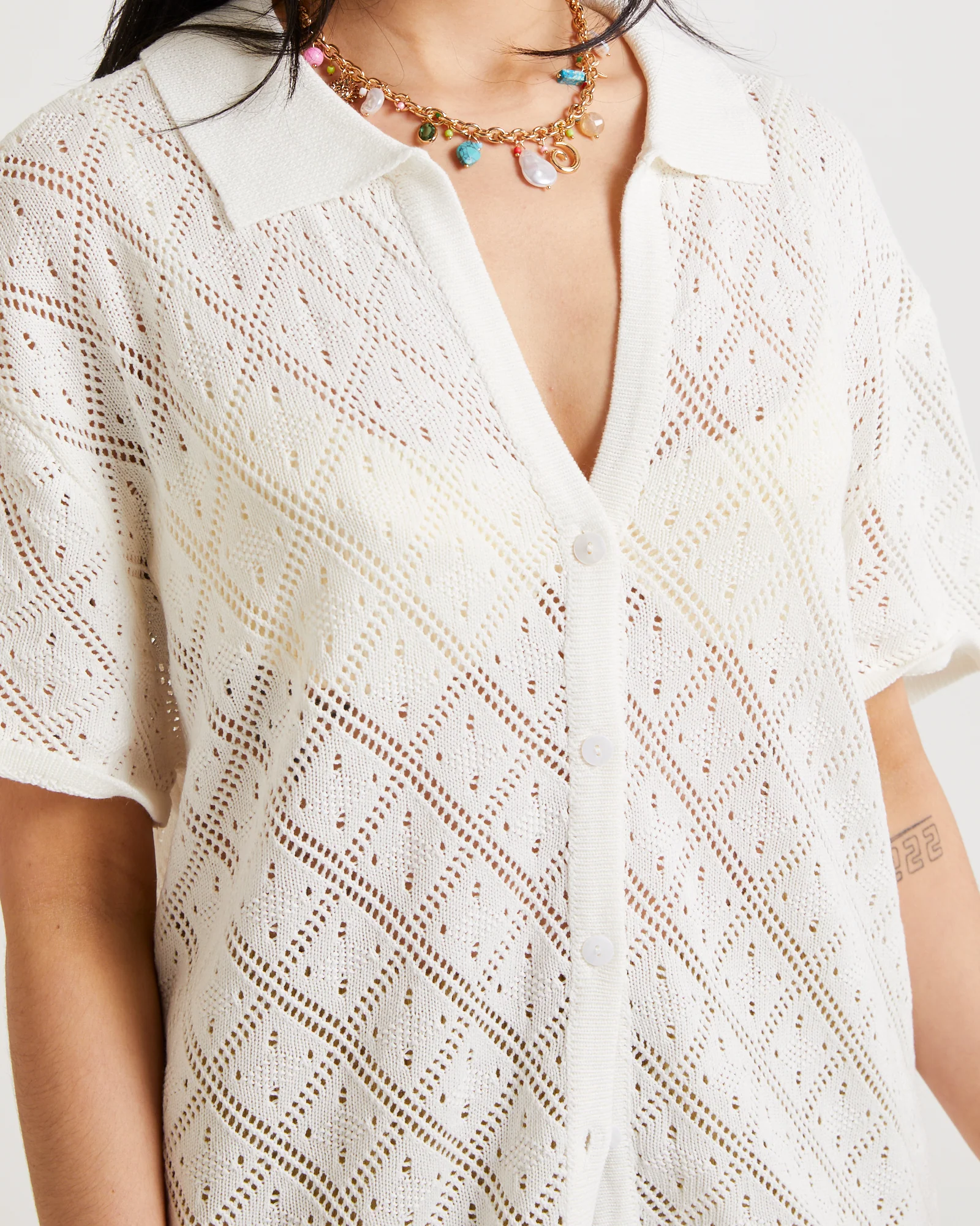 Lexi Crochet Shirt White - Image 5