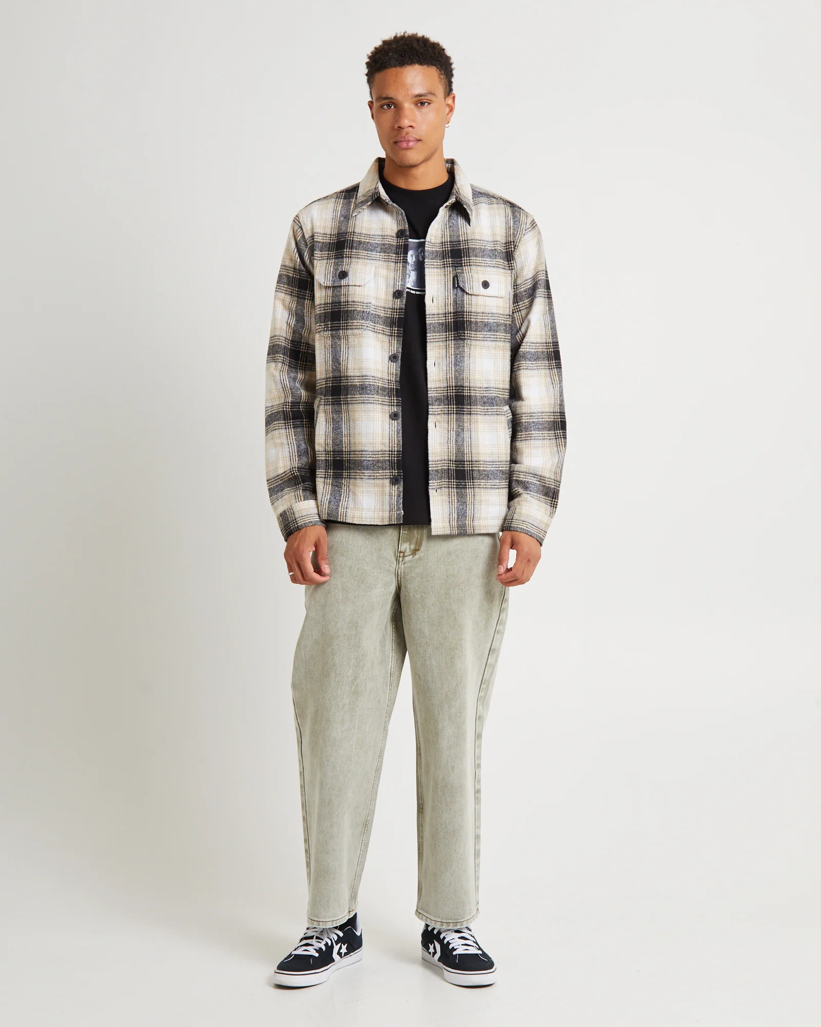 Lined Overshirt Black/Tan - Image 3