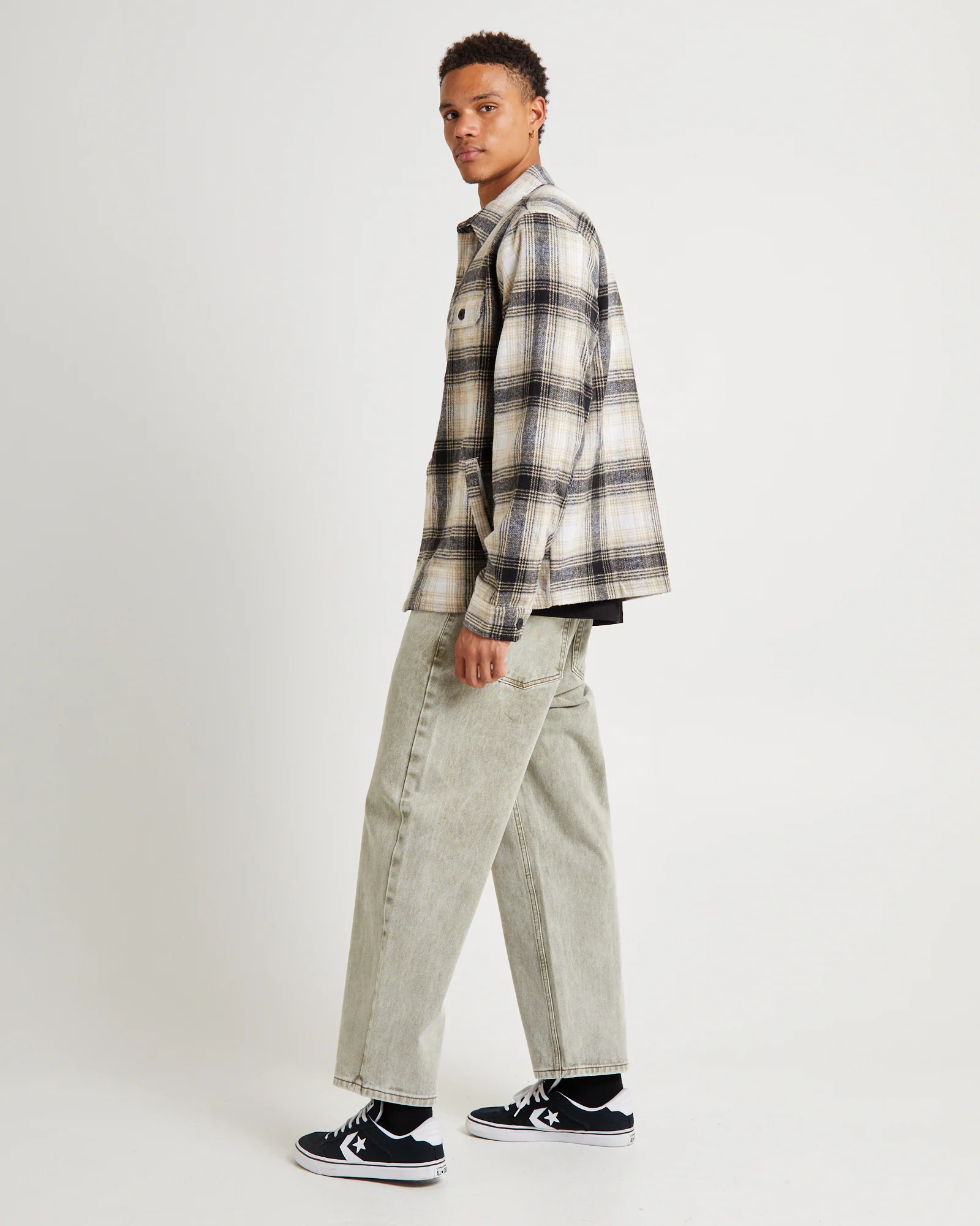 Lined Overshirt Black/Tan - Image 4